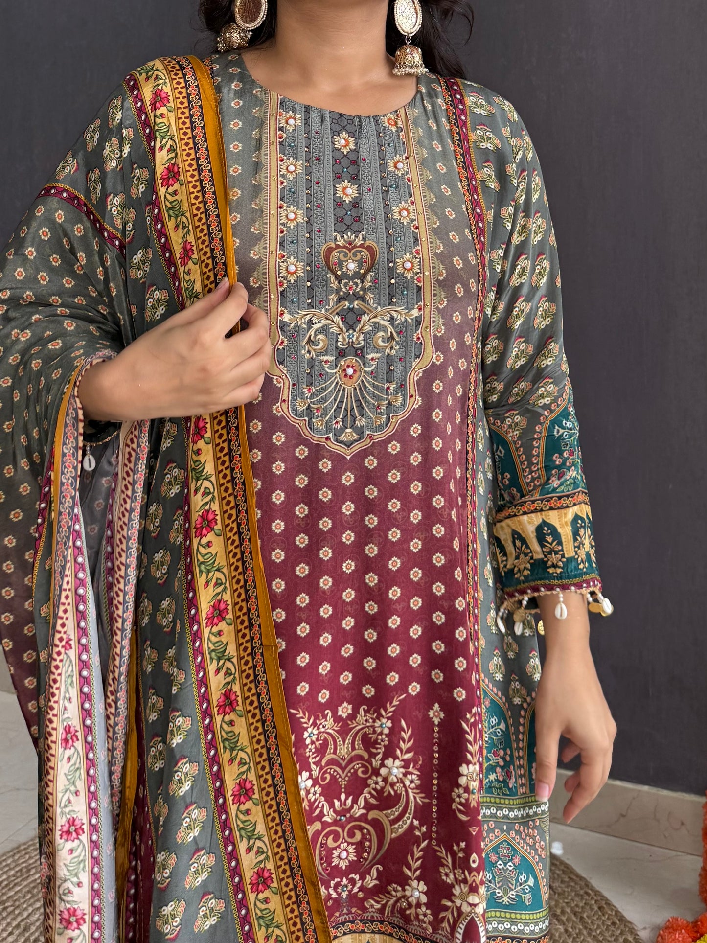 Digitally printed high low Suit