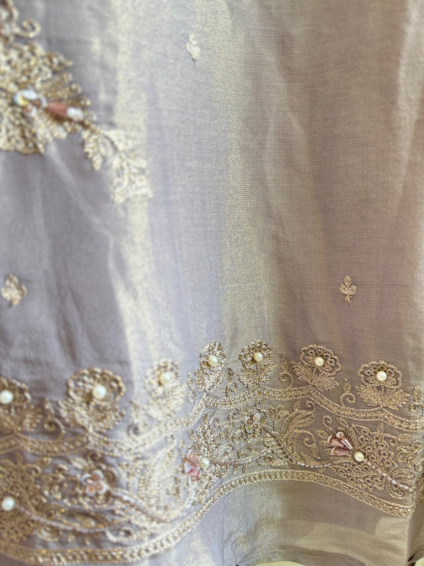 Premium tissue silk hand embroidered suit