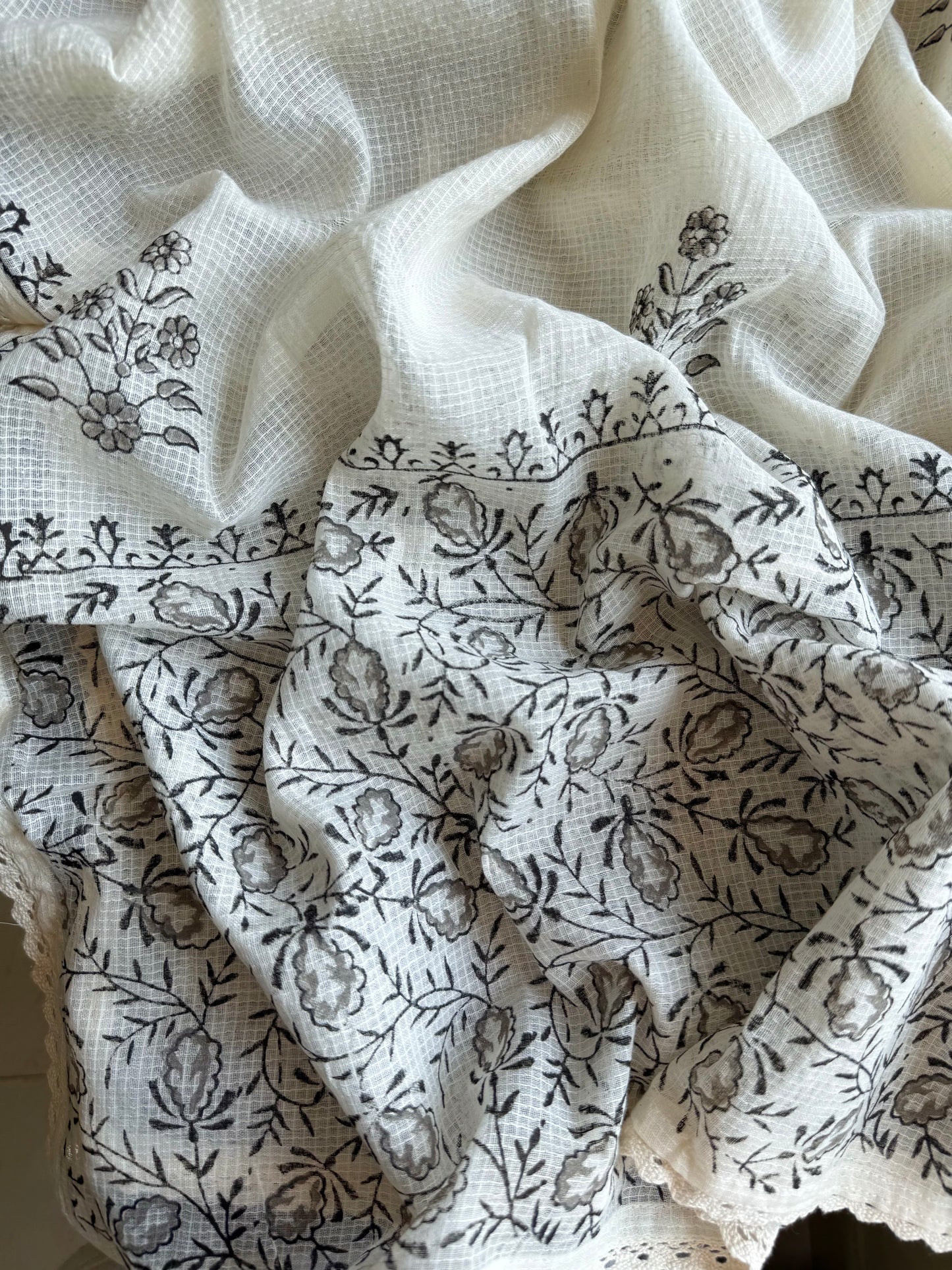 Mulmul handblocked suit