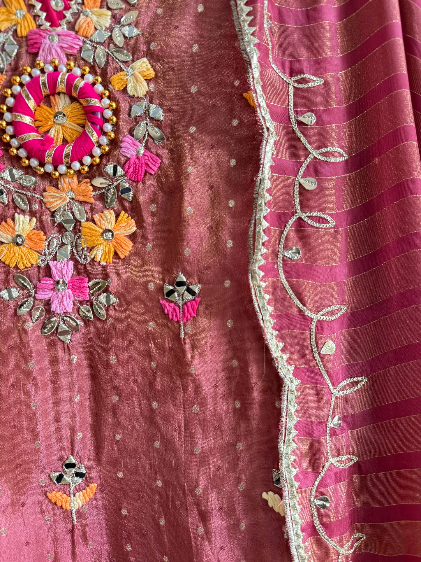 Luxurious Gotapatti Tissue silk suit