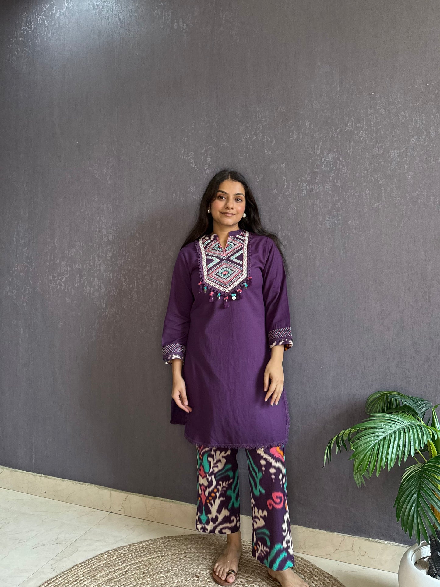 Premium cotton mirror ikkat Coord set