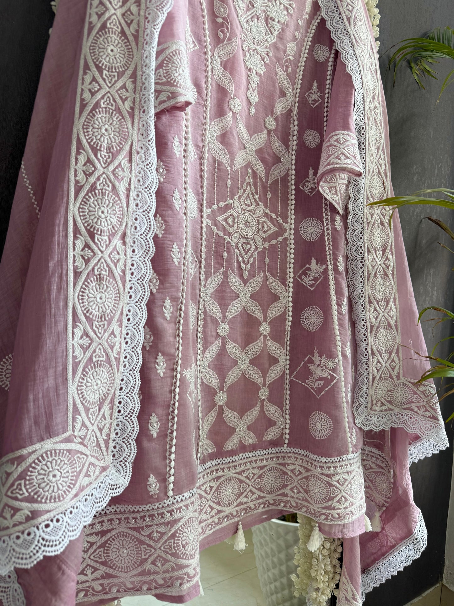 Luxurious Mul chanderi lucknowi handwork suit