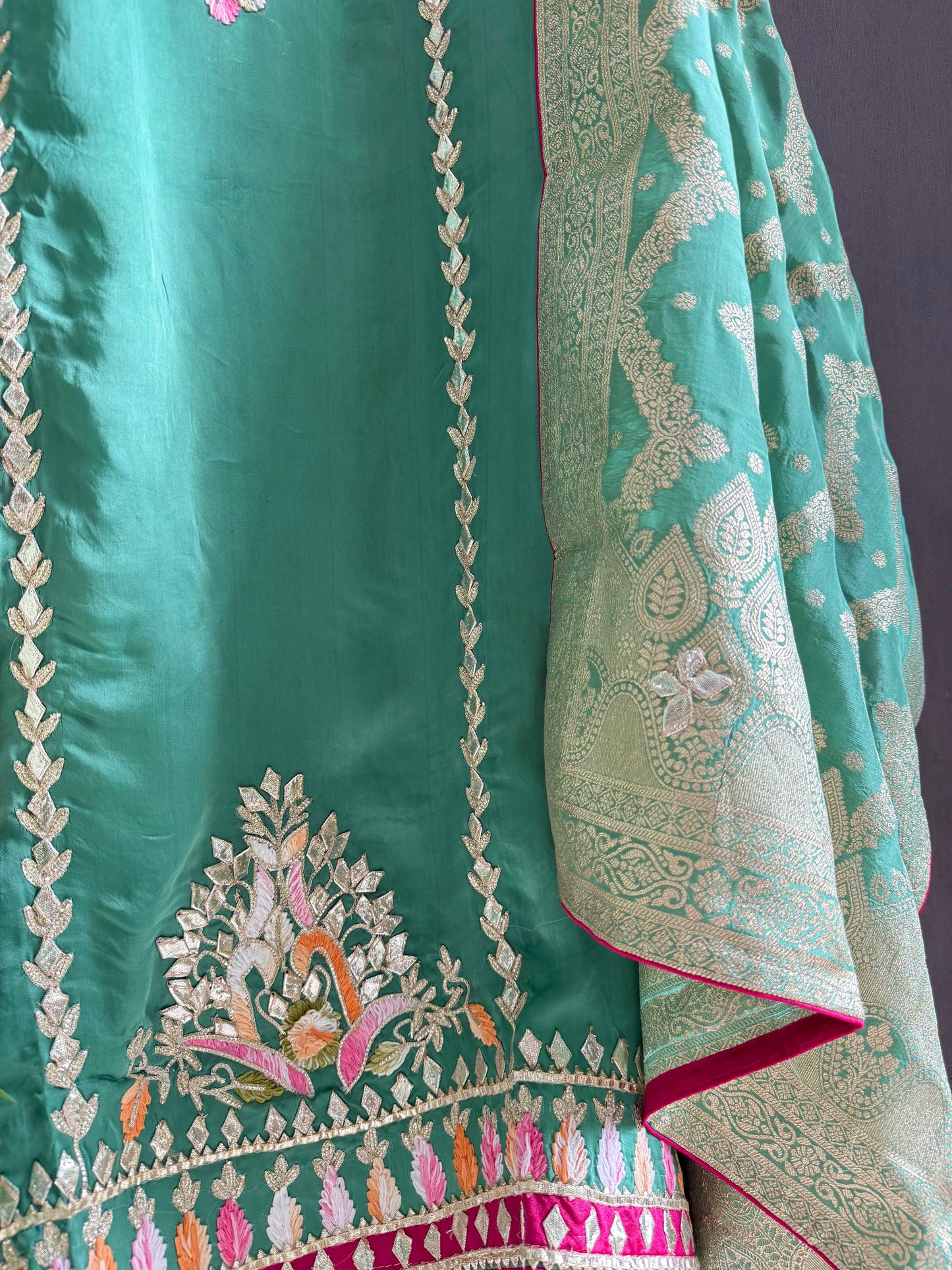 Luxurious Gotapatti satin silk suit