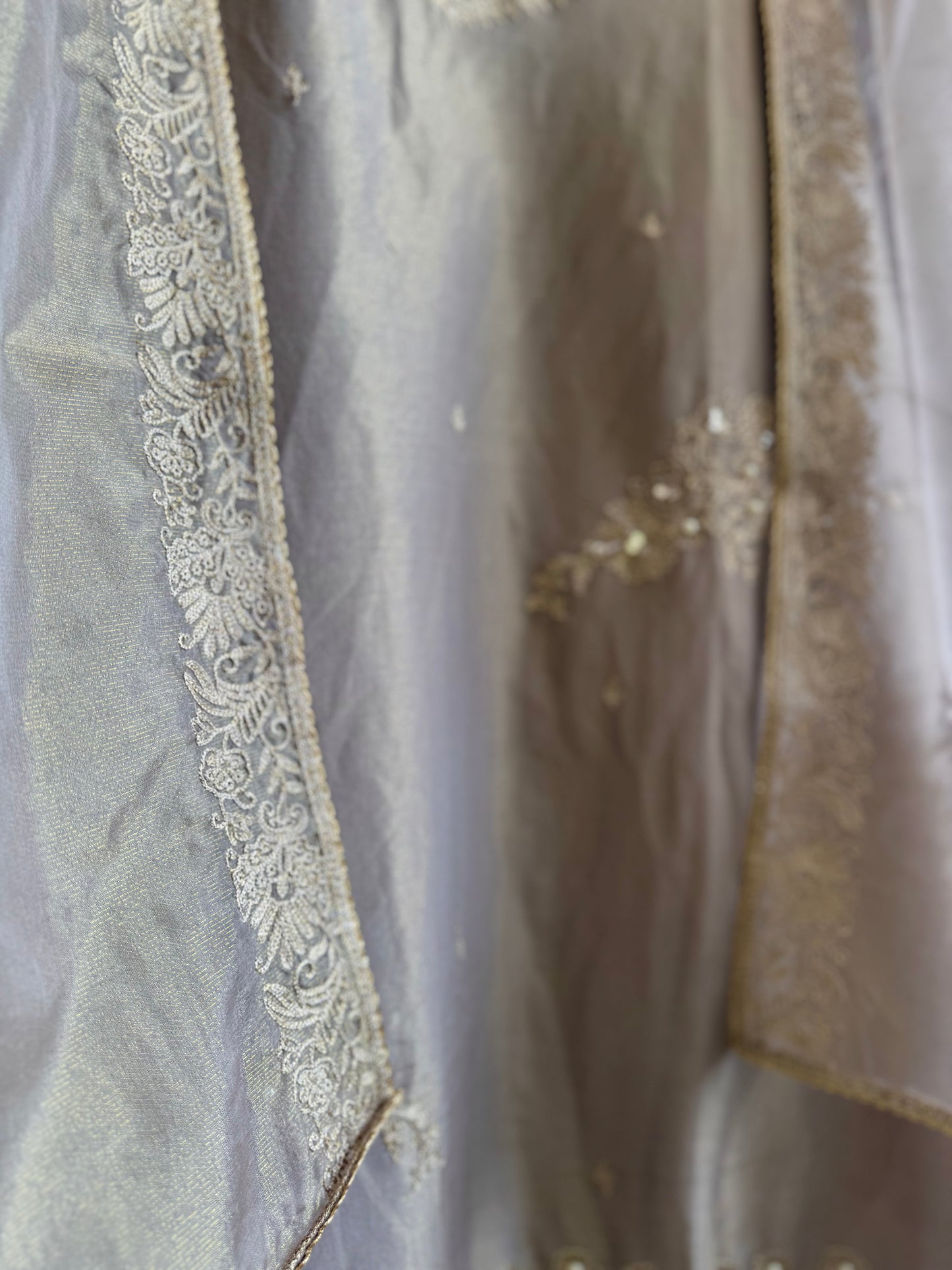 Premium tissue silk hand embroidered suit