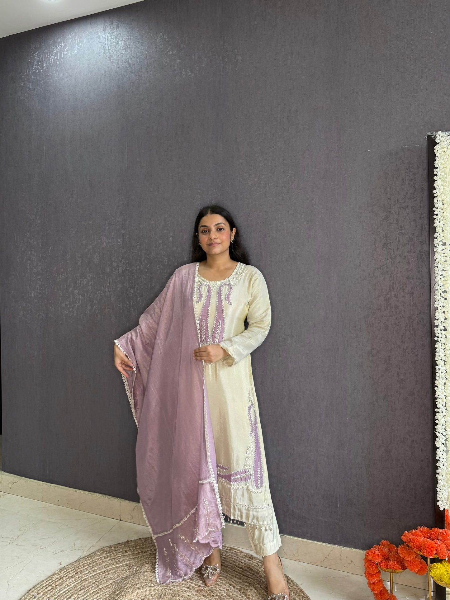 Tissue silk Handwork suit set