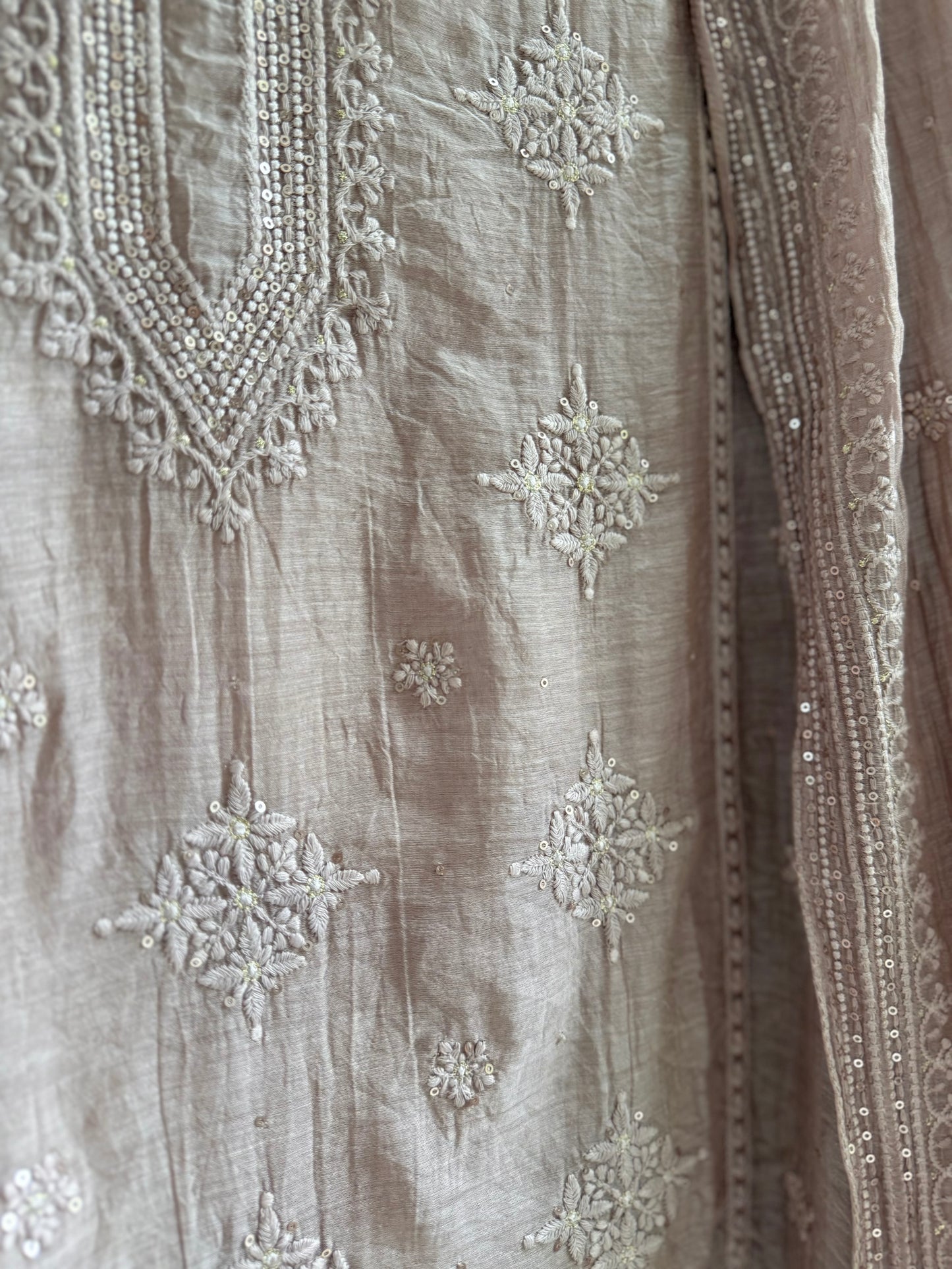 Luxurious Mul chanderi lucknowi handwork suit