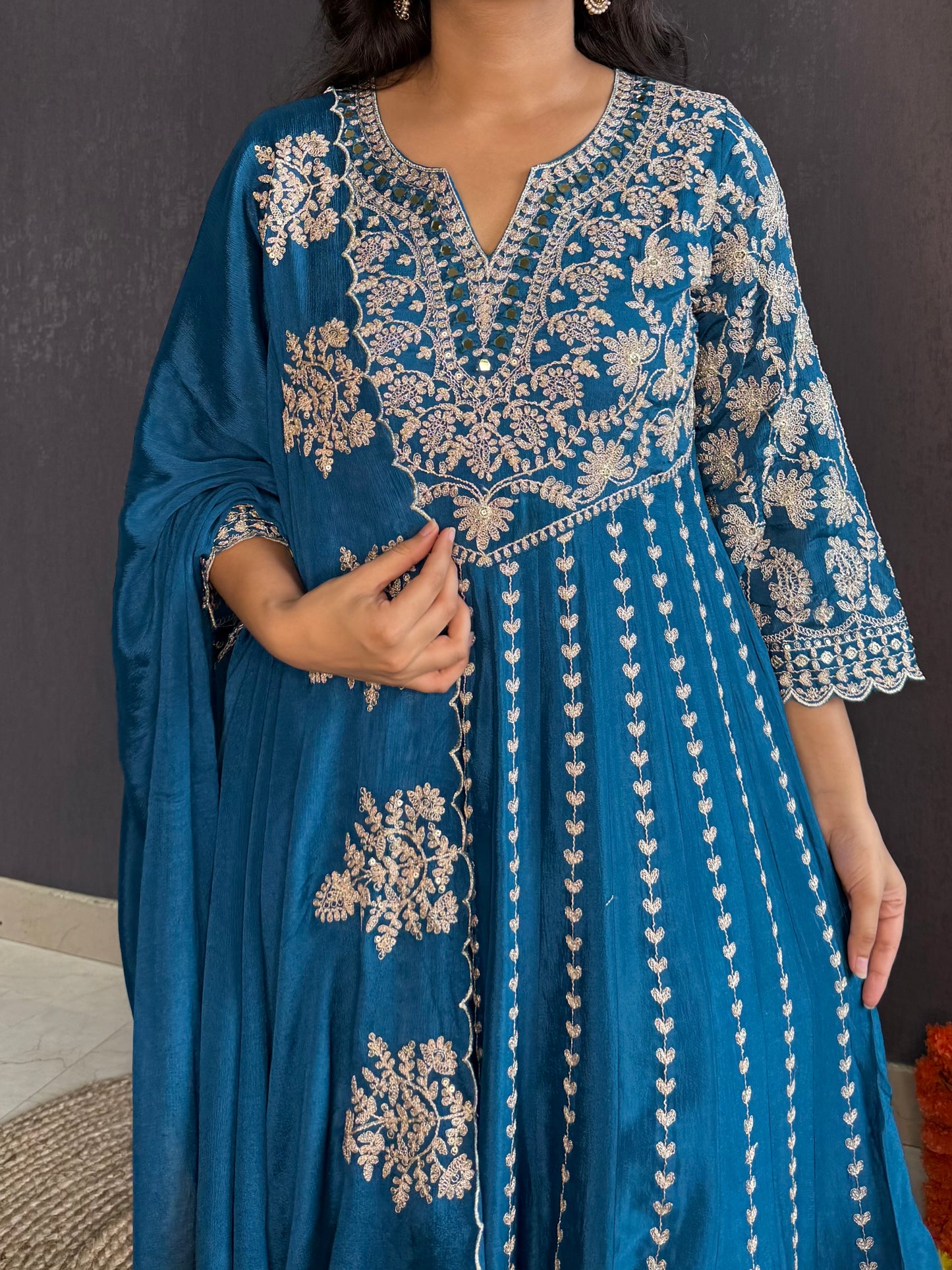 Kalidaar aari work Anarkali set