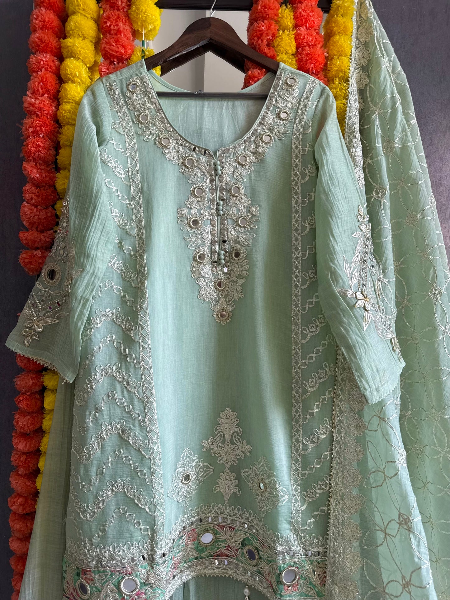 Luxurious mul cotton gotapatti sharara set