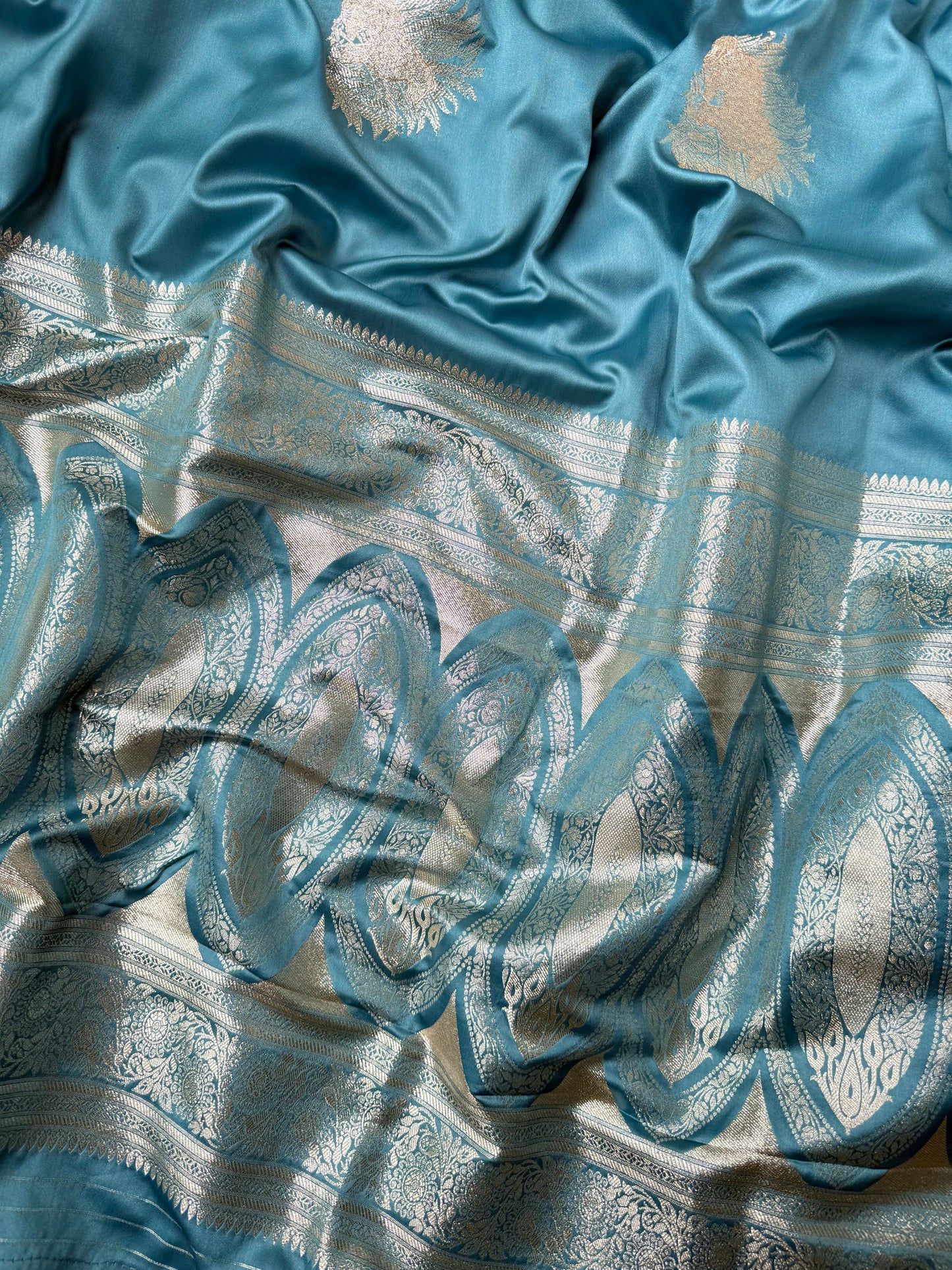 Soft satin silk benarsi panther saree