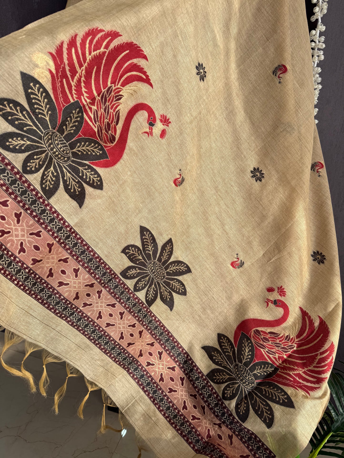 Linen jamdani swans suit