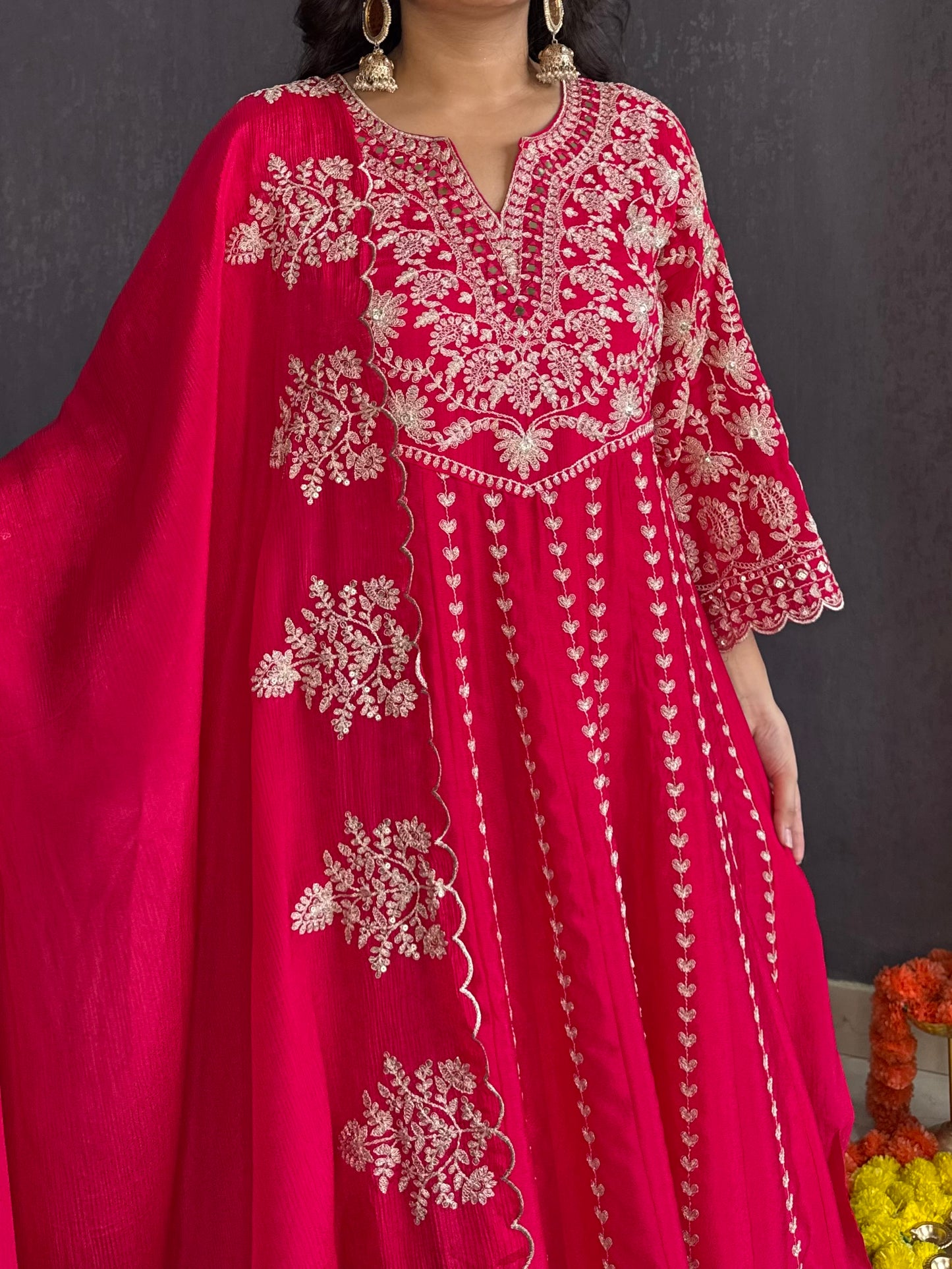 Kalidaar aari work Anarkali set