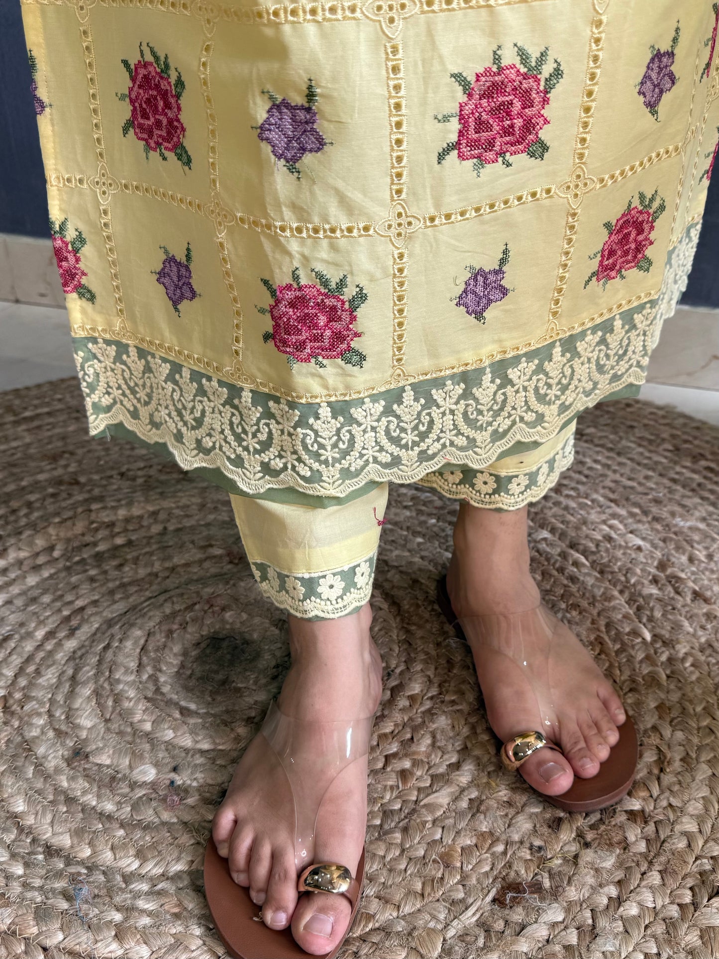 Cotton roses designer suit
