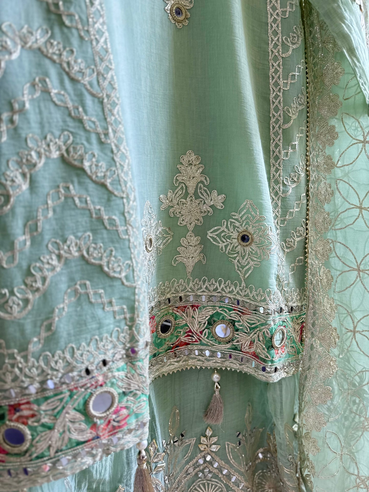 Luxurious mul cotton gotapatti sharara set