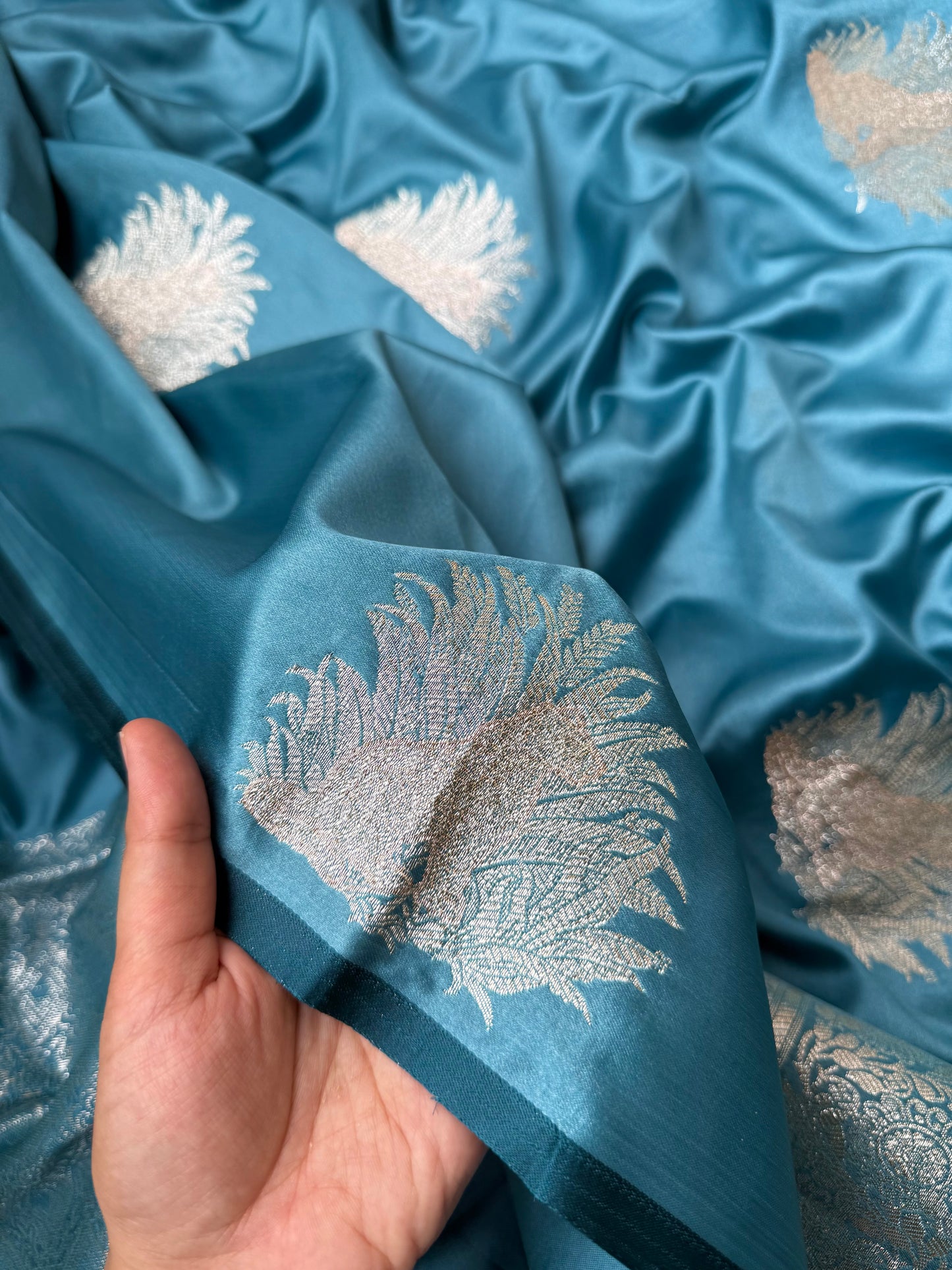 Soft satin silk benarsi panther saree
