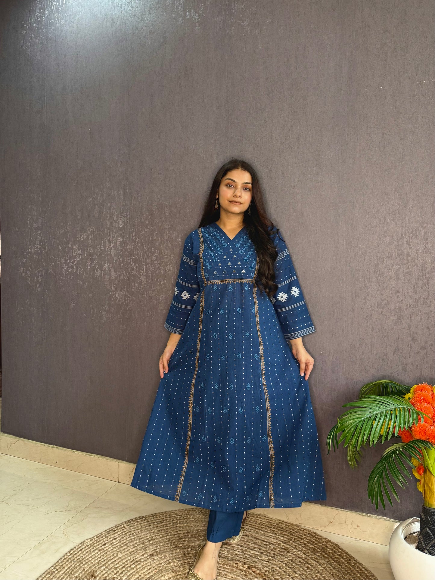 Jamdani Mirror cotton A line suit set