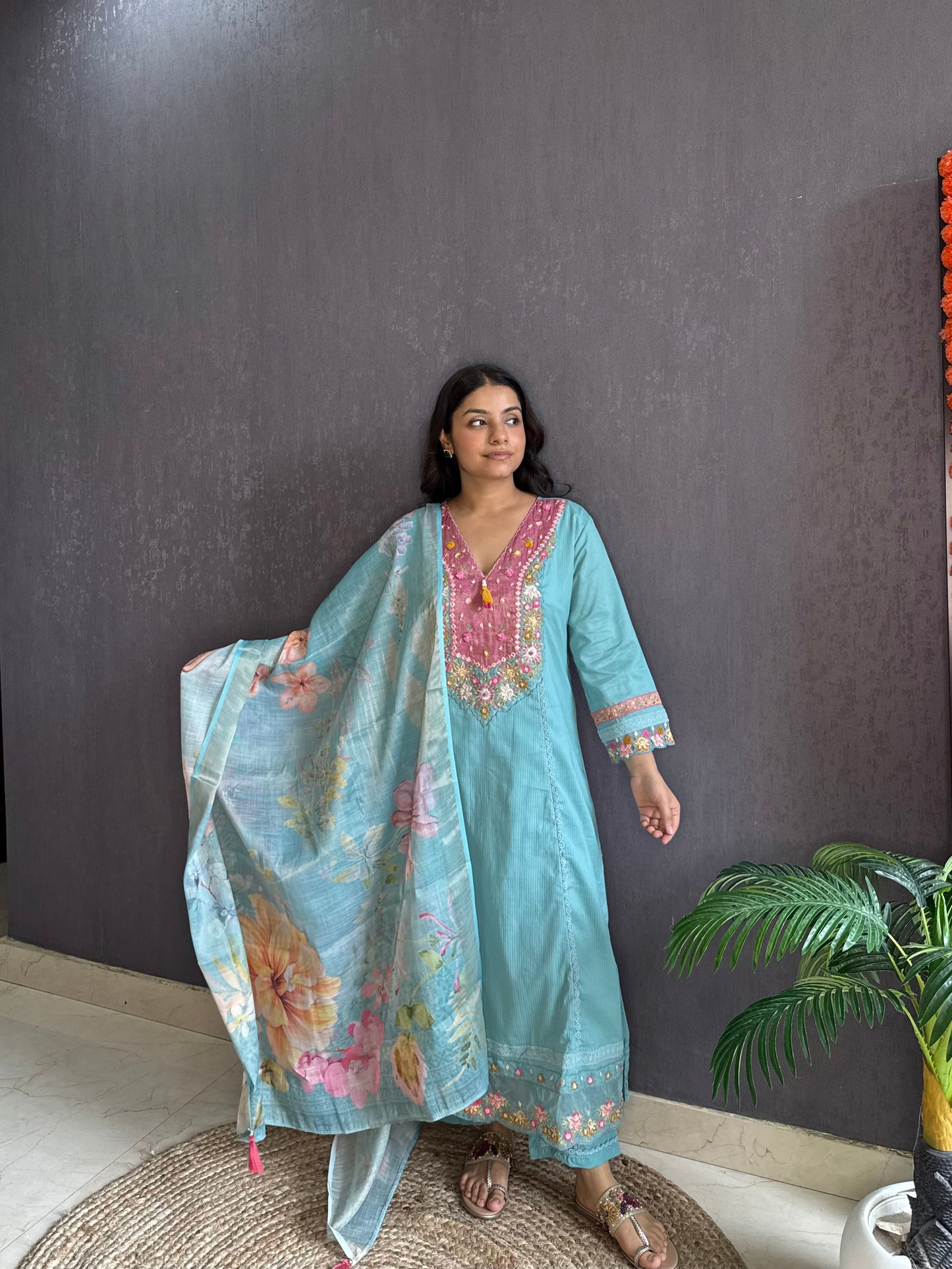 Aline cotton Handwork suit