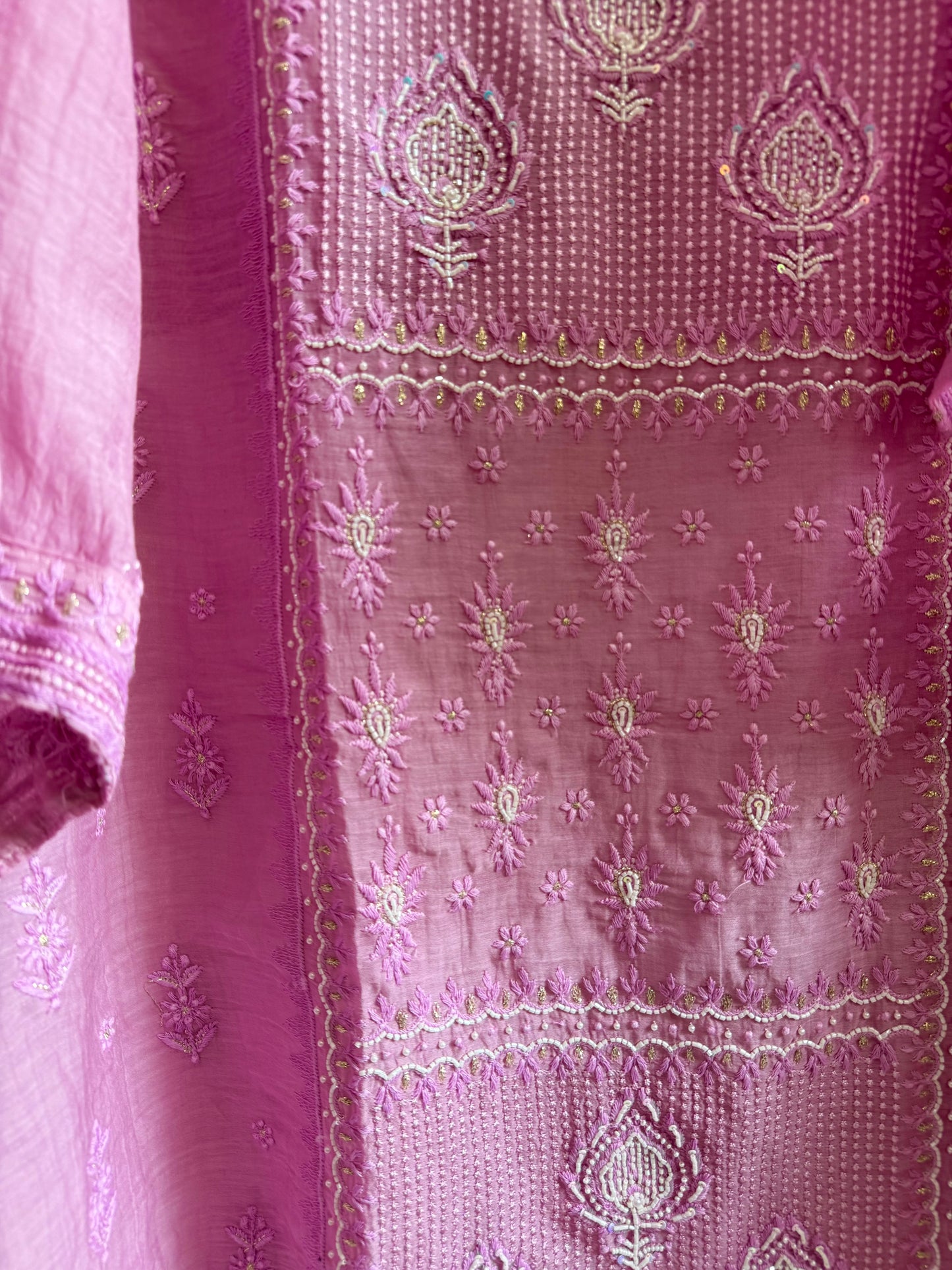 Luxurious Mul chanderi lucknowi handwork suit
