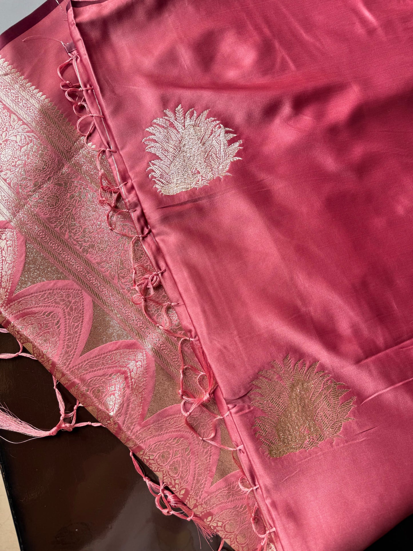 Soft satin silk benarsi panther saree