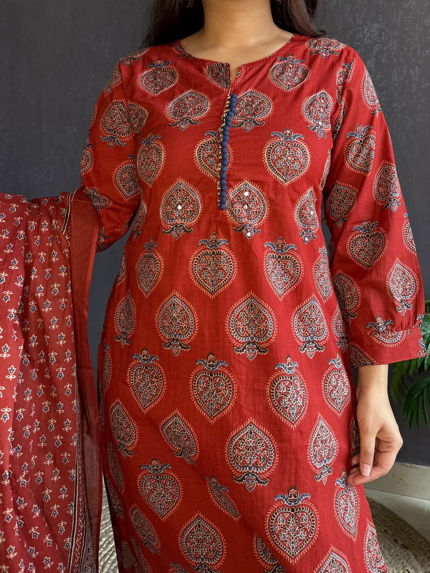 Pure cotton anaar ajrakh print suit set