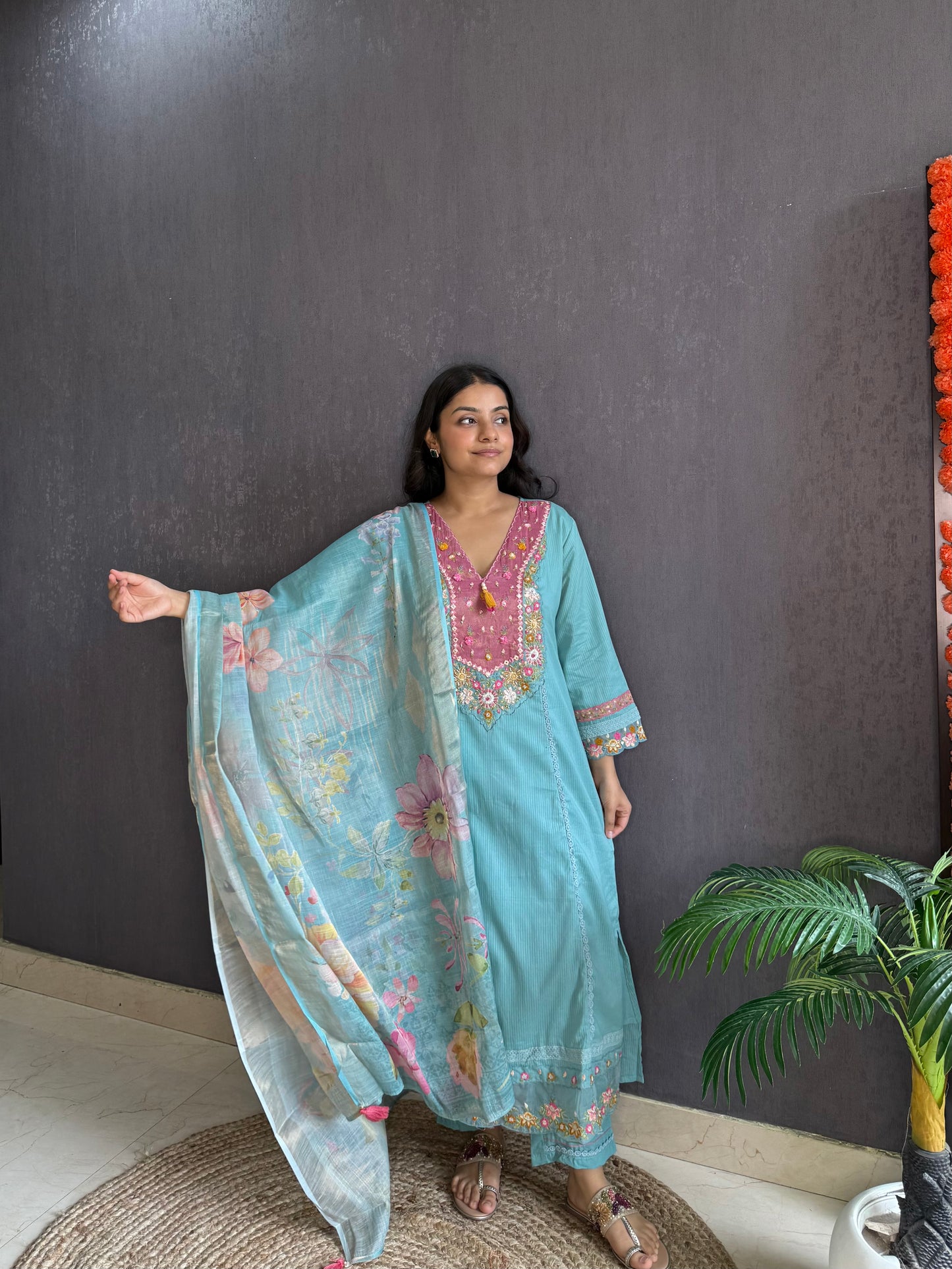 Aline cotton Handwork suit