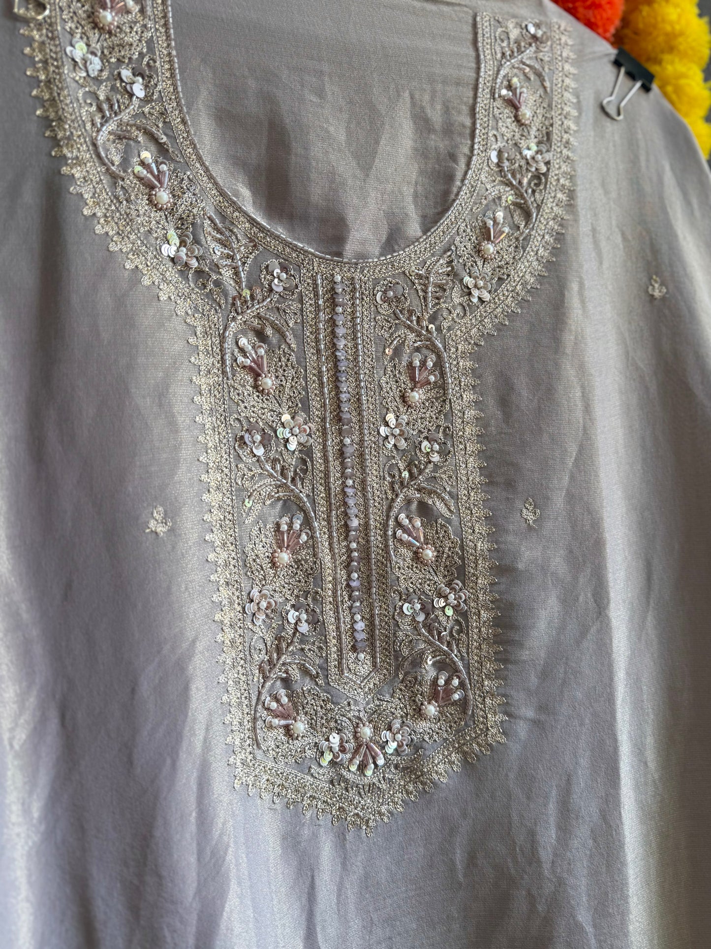 Premium tissue silk hand embroidered suit
