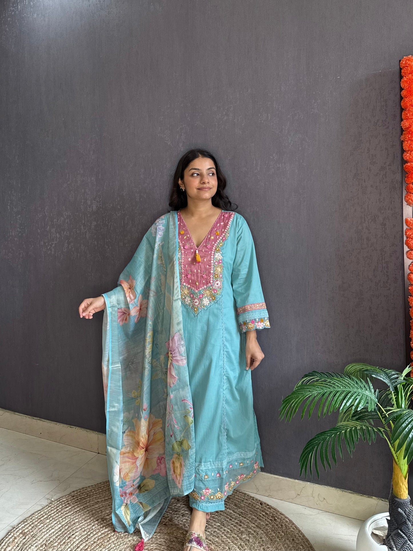 Aline cotton Handwork suit