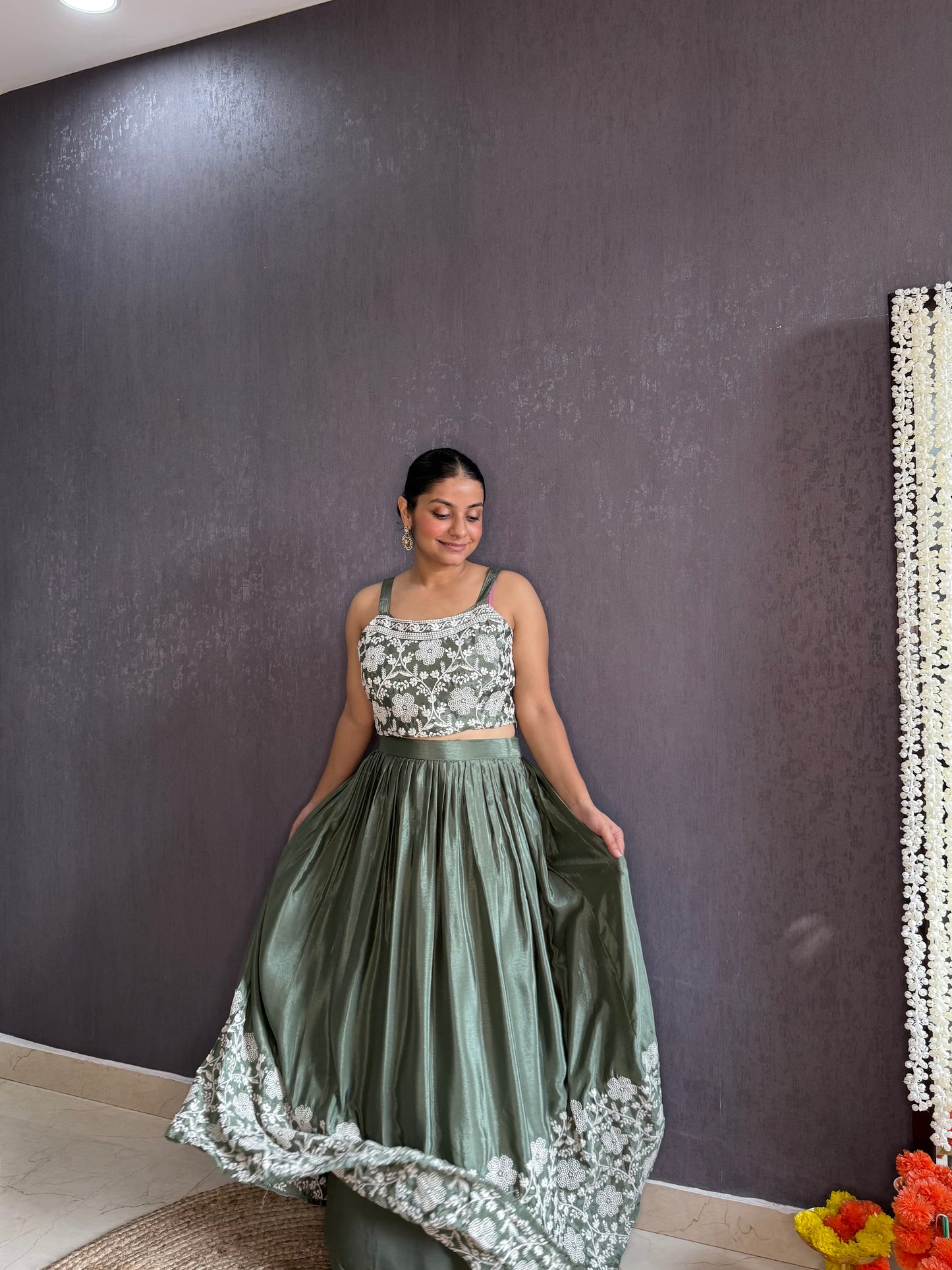 Lehenga jacket lucknowi embroidered dress