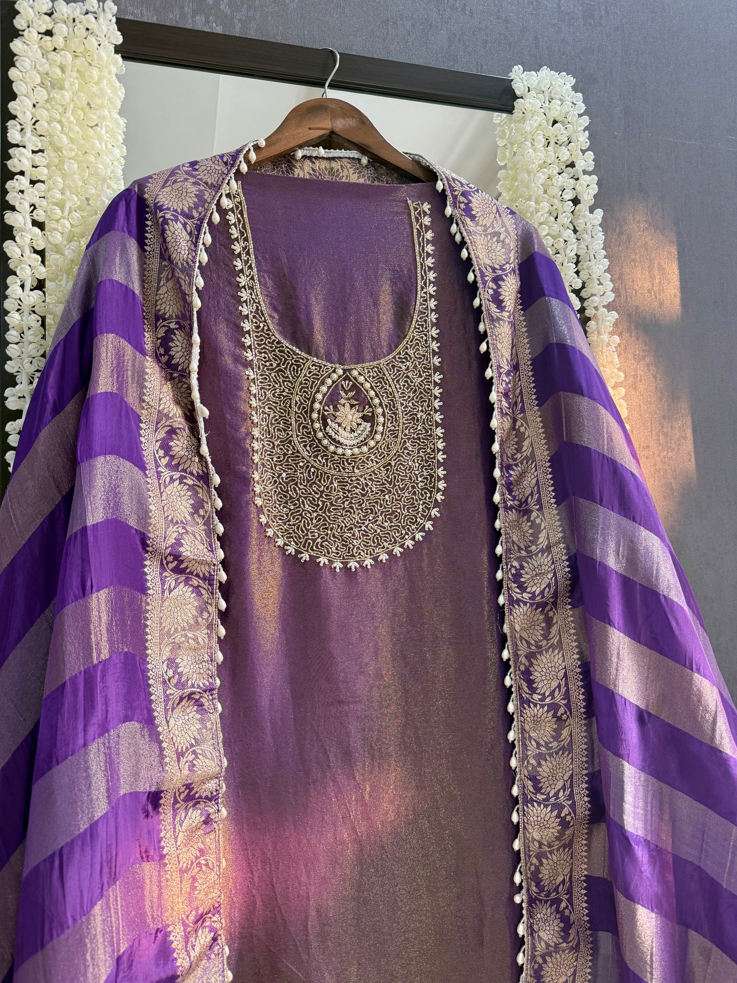 Tissue silk benarsi handwork suit