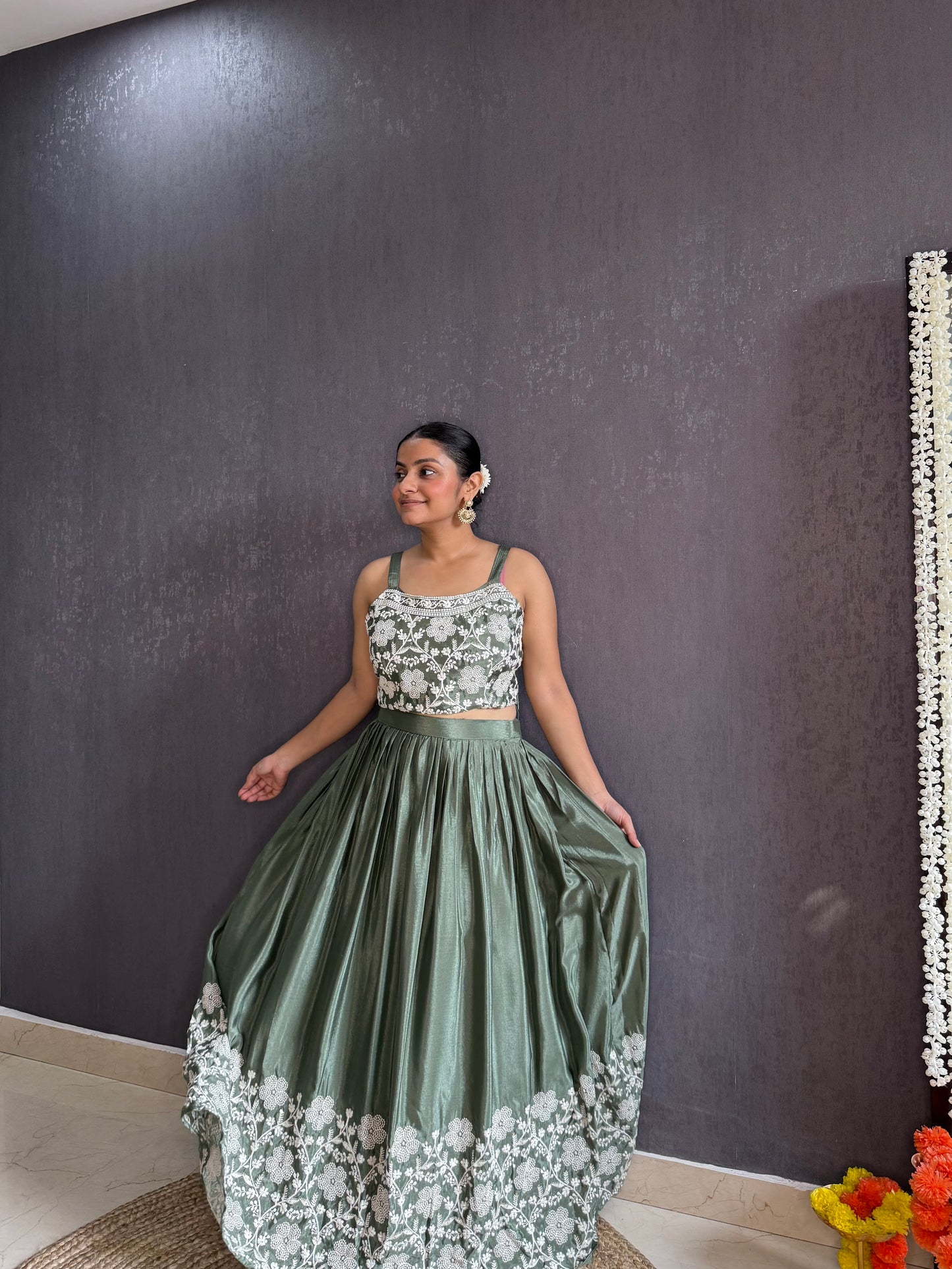 Lehenga jacket lucknowi embroidered dress