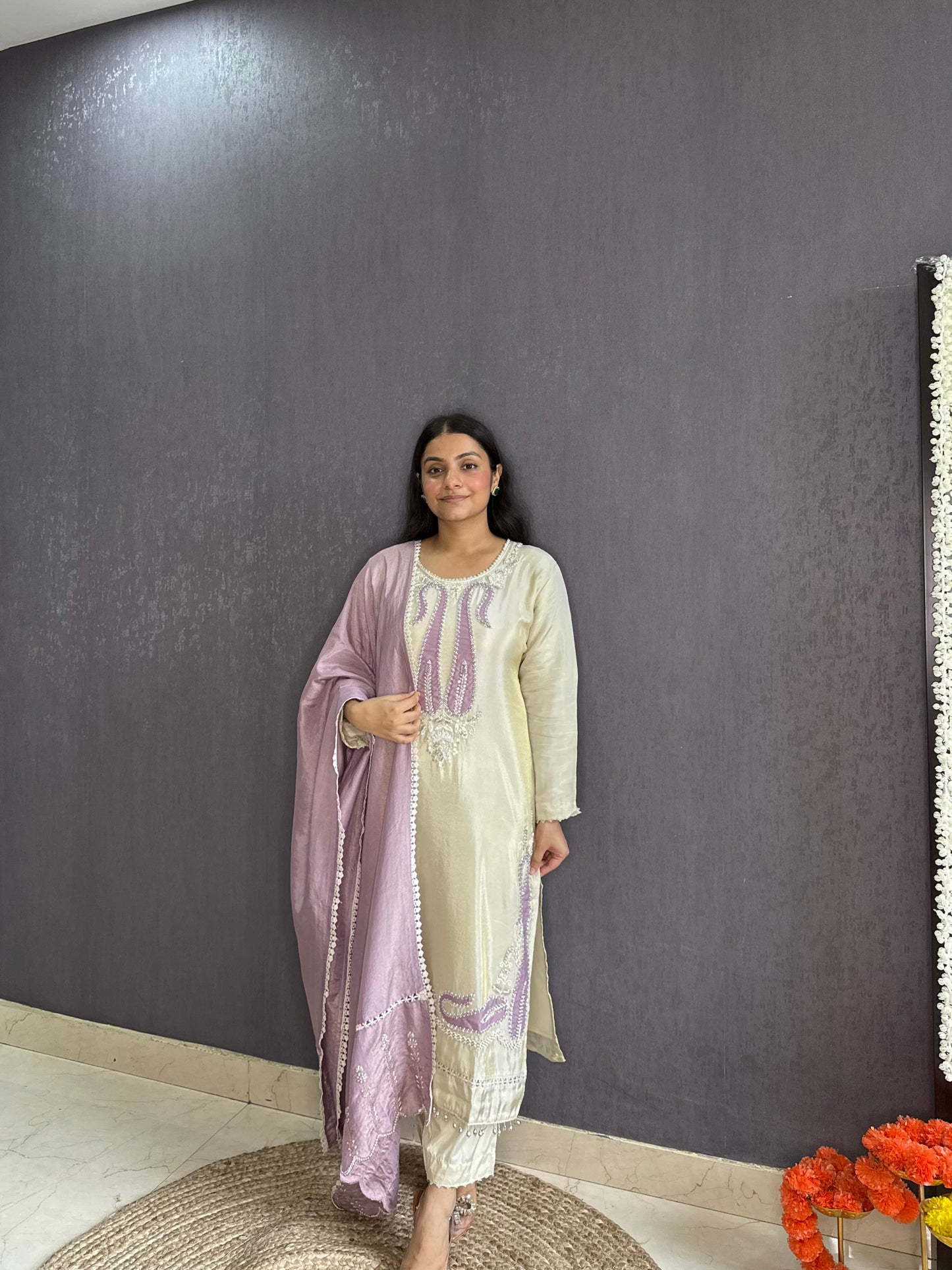 Tissue silk Handwork suit set