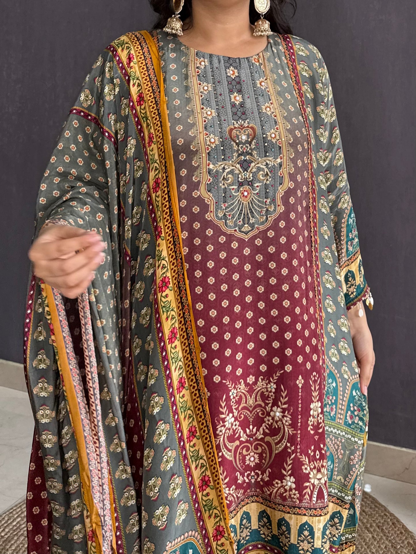 Digitally printed high low Suit