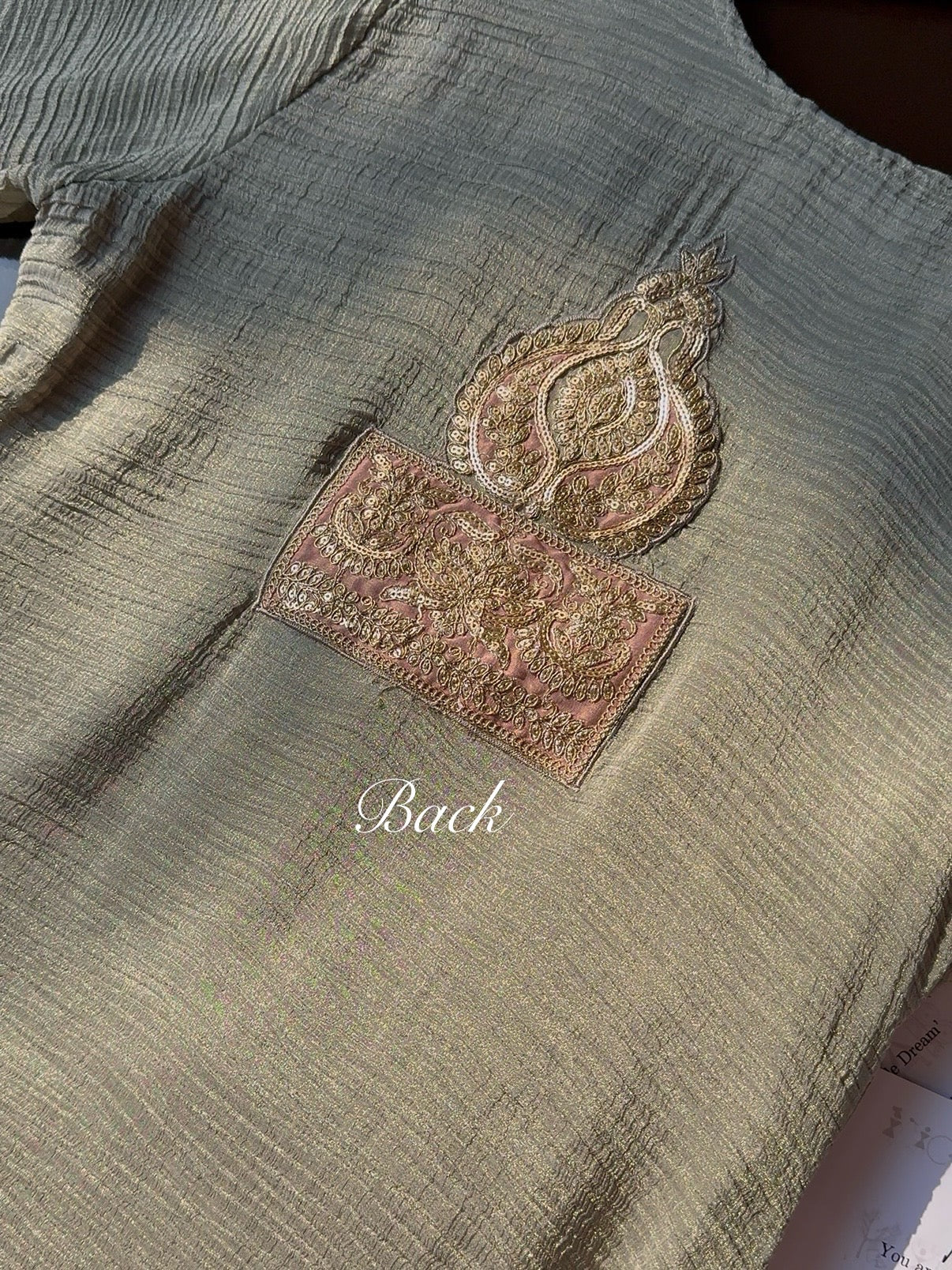 Luxurious crush tissue aari work set