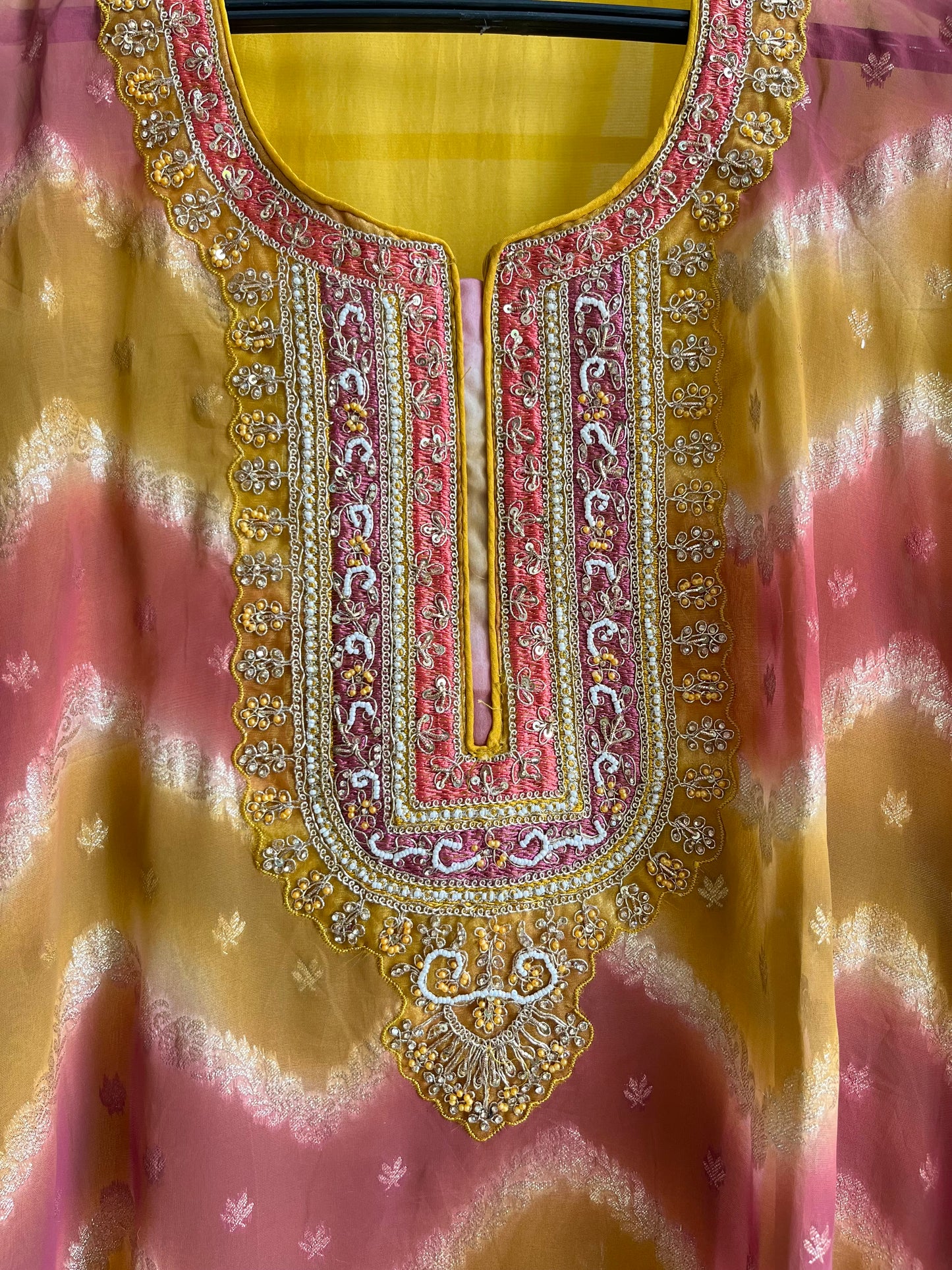 Benarsi organza handwork suit