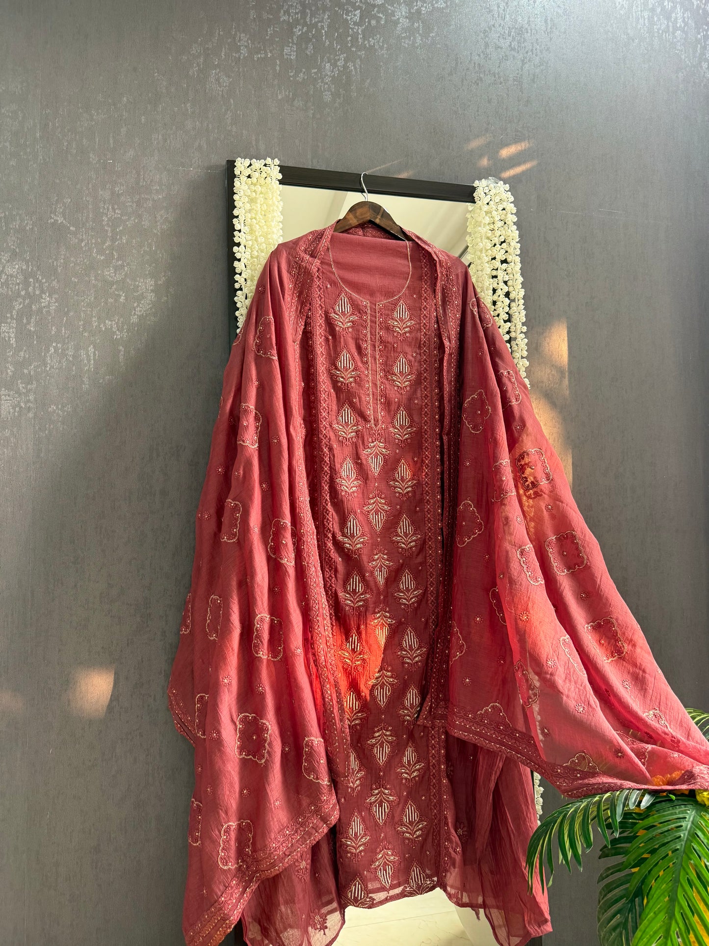 Luxurious Mul chanderi lucknowi handwork suit