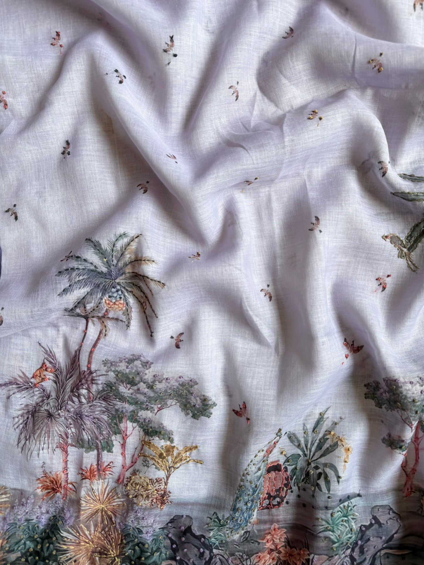 Pure linen frenchknot kantha work suit