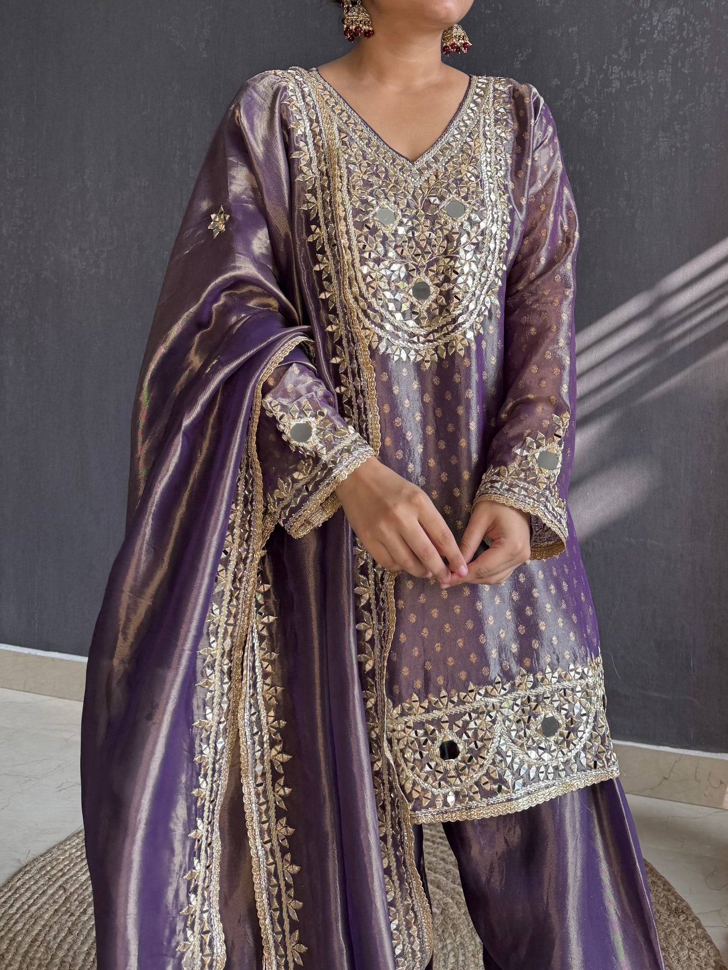 Luxurious mirrorwork farshi salwar set