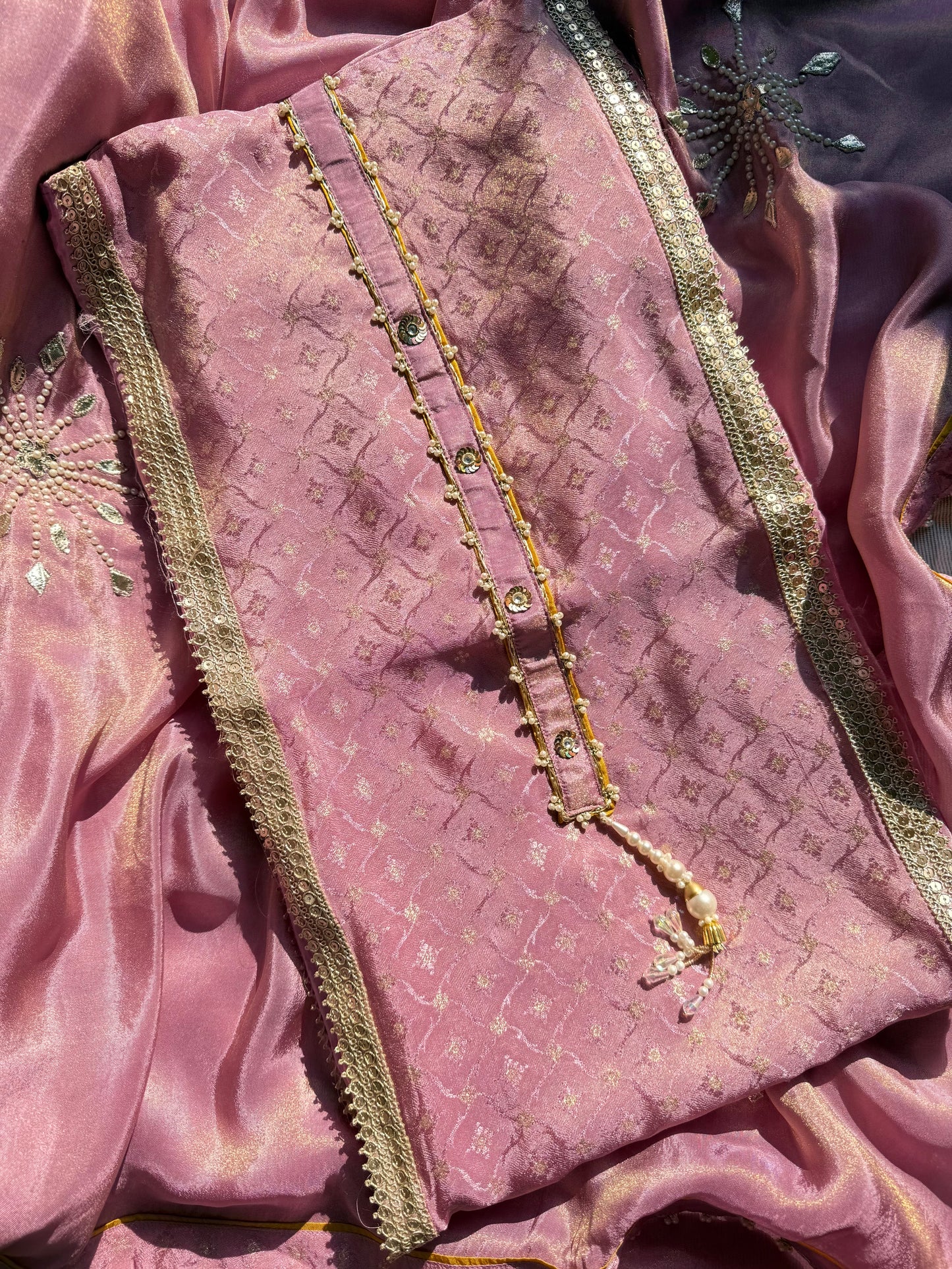 Pearl Benarsi Tissue silk suit