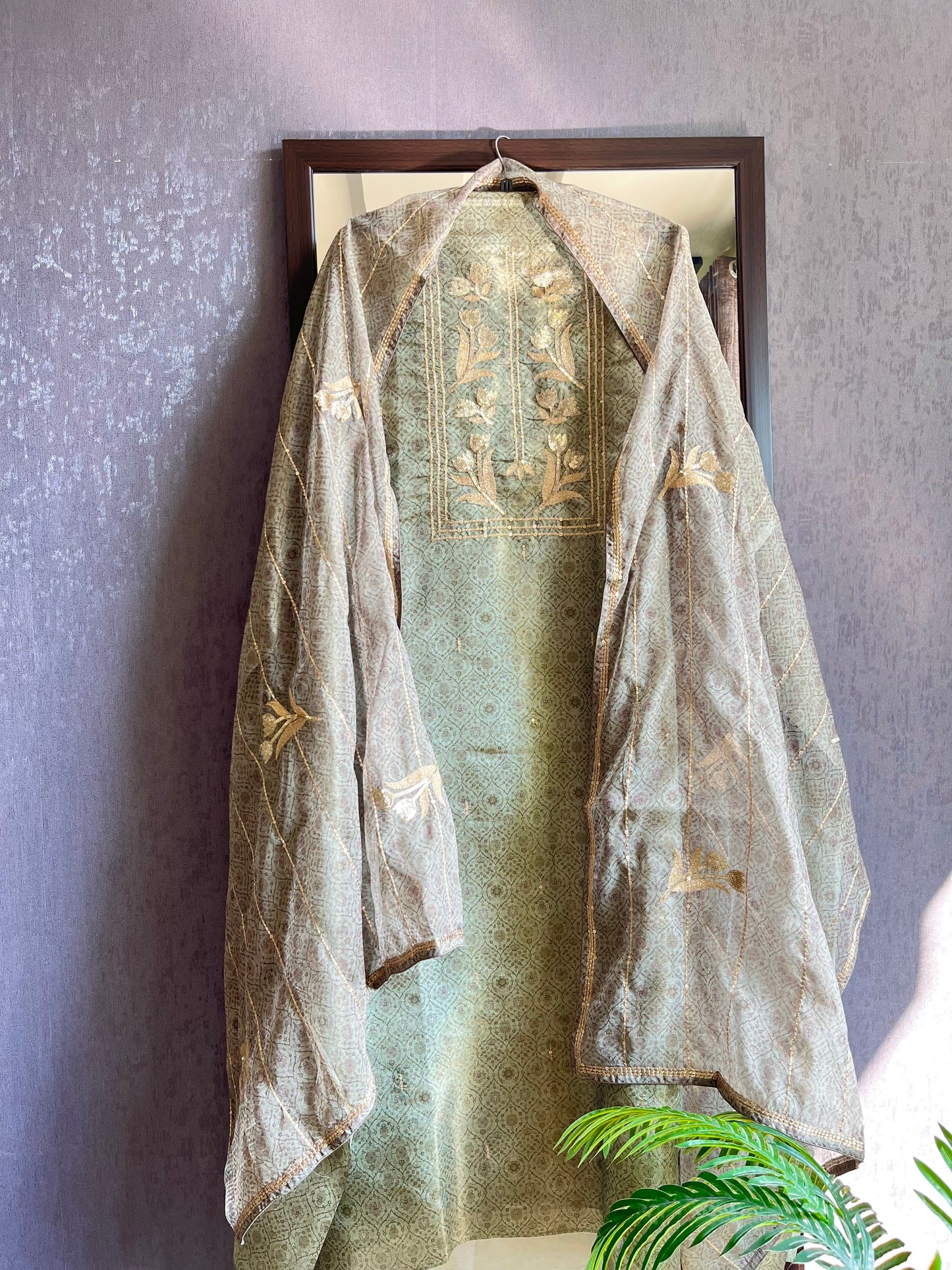 Marori aari work jacquard suit