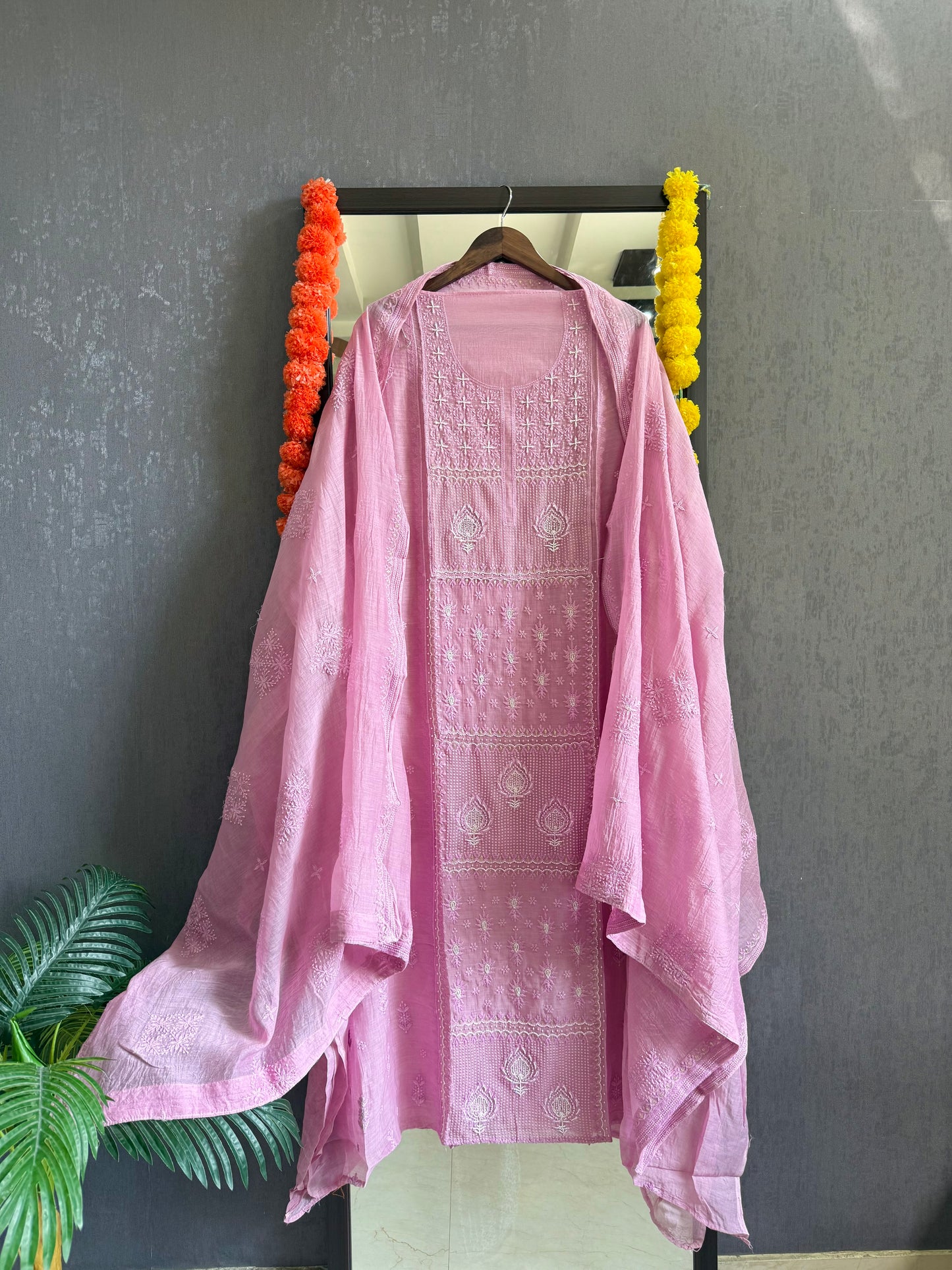 Luxurious Mul chanderi lucknowi handwork suit