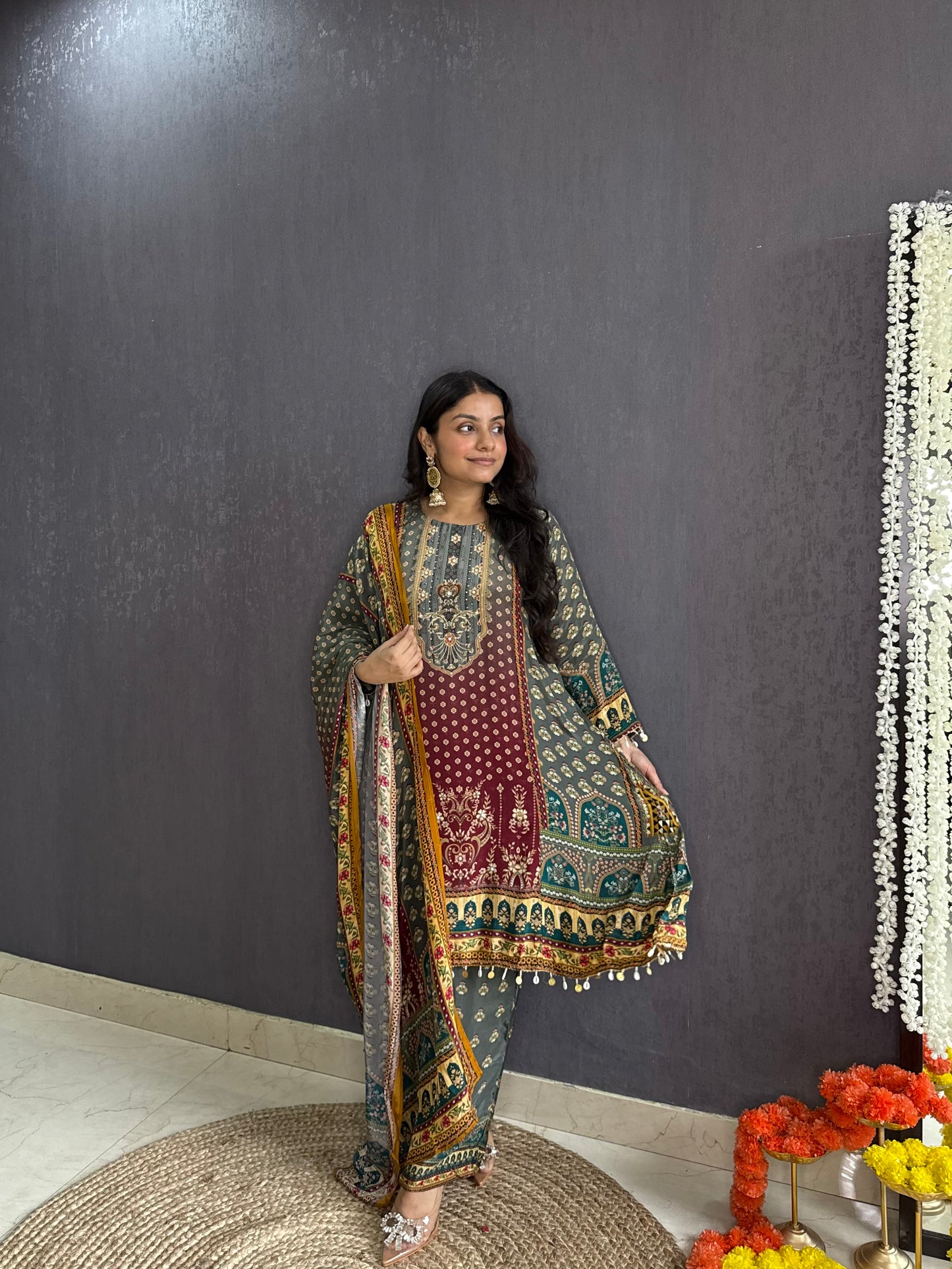 Digitally printed high low Suit