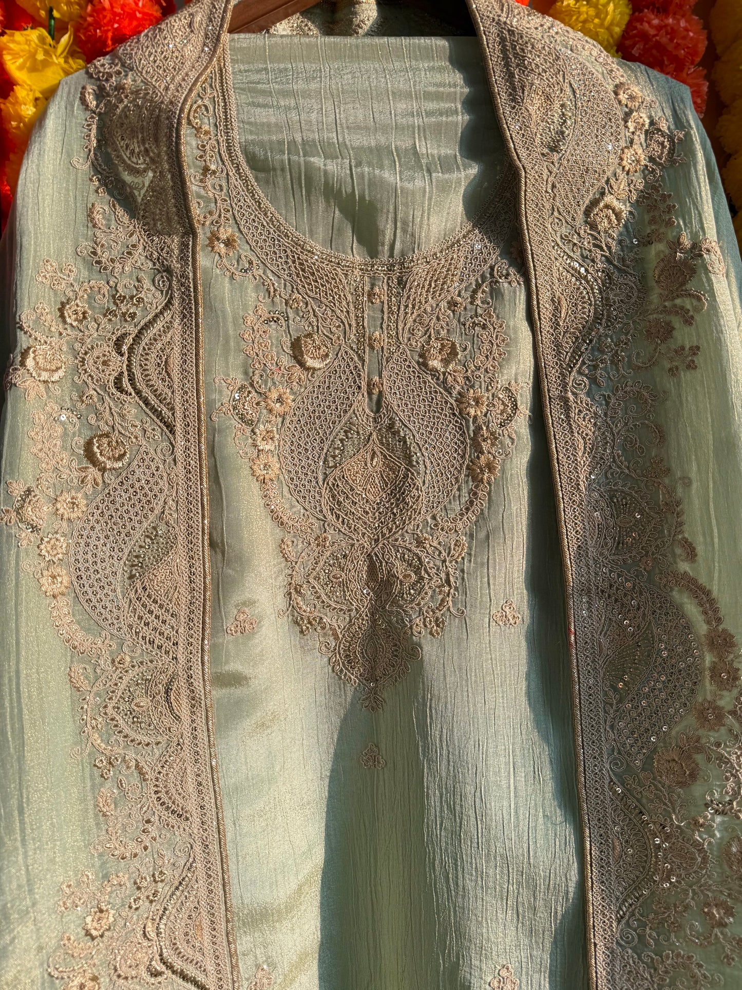 Luxurious soft Crush Tissue silk suit