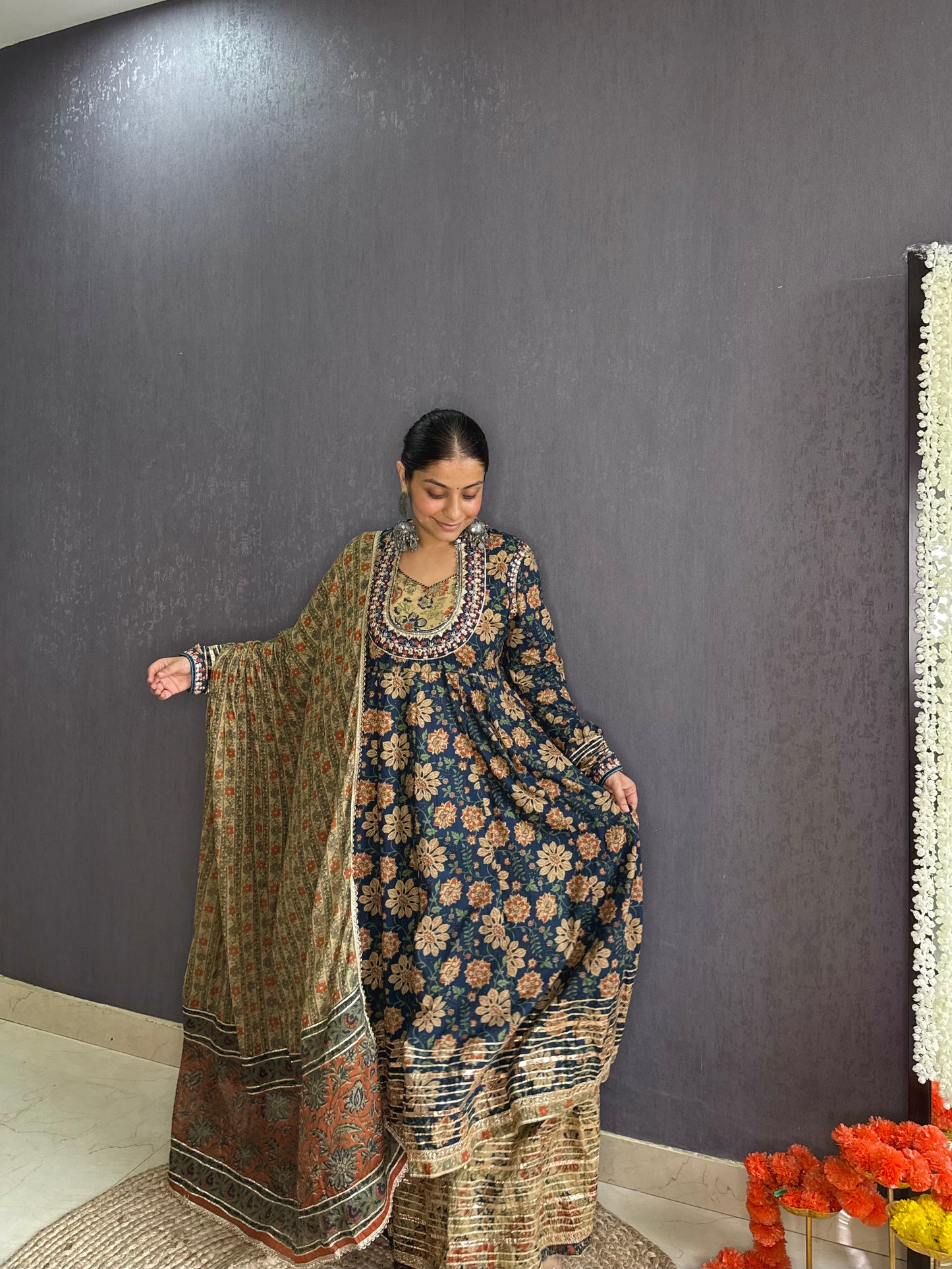 Pure cotton gota double Anarkali