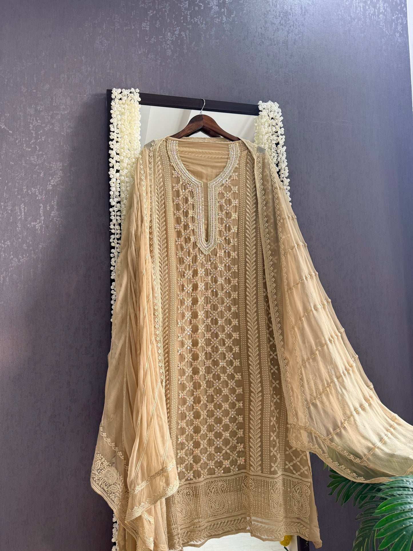 Lucknowi crystal handwork suit