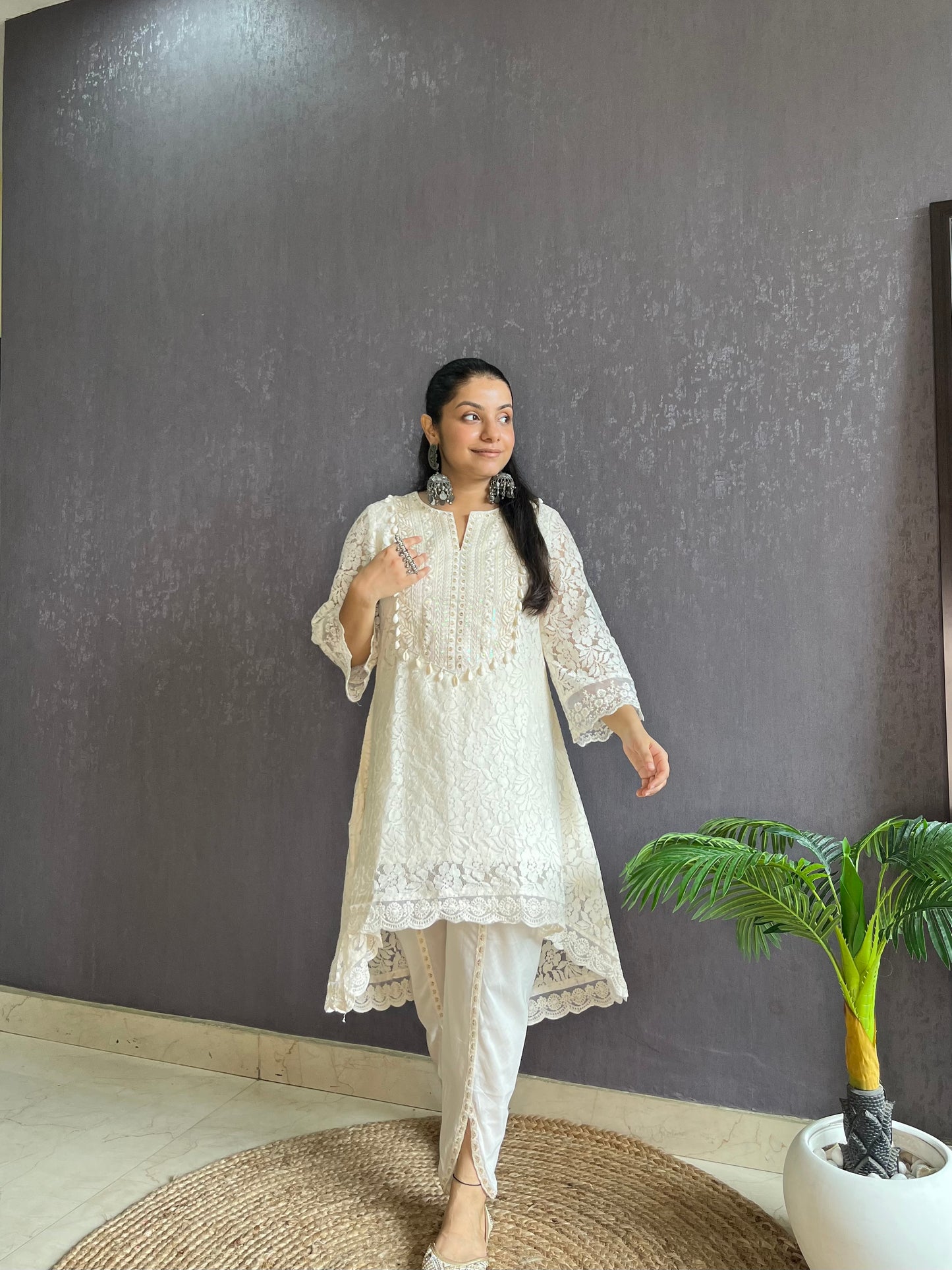 Pure cotton lace work coord