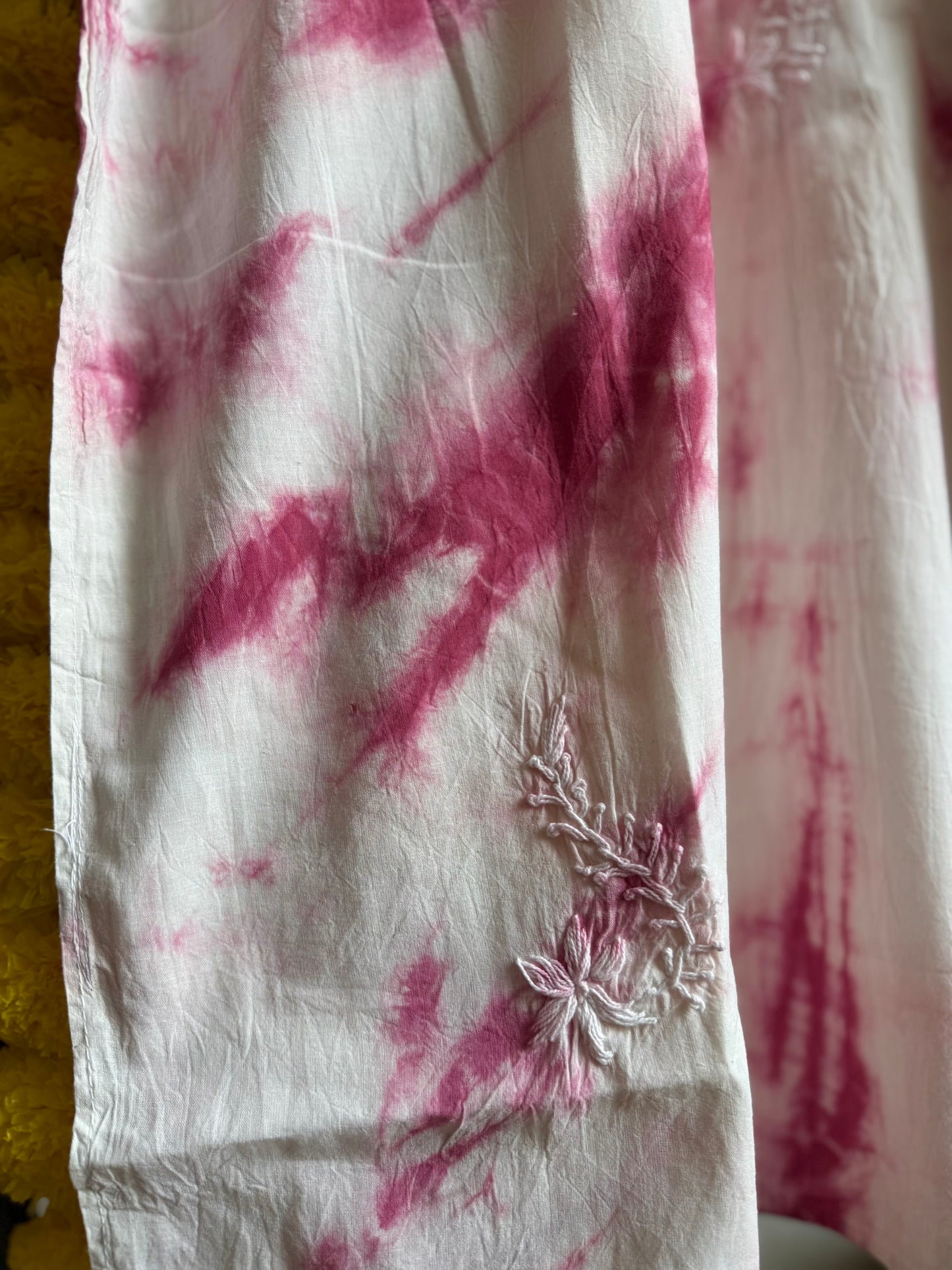 Tie dye Mulmul cotton chikankari kurta