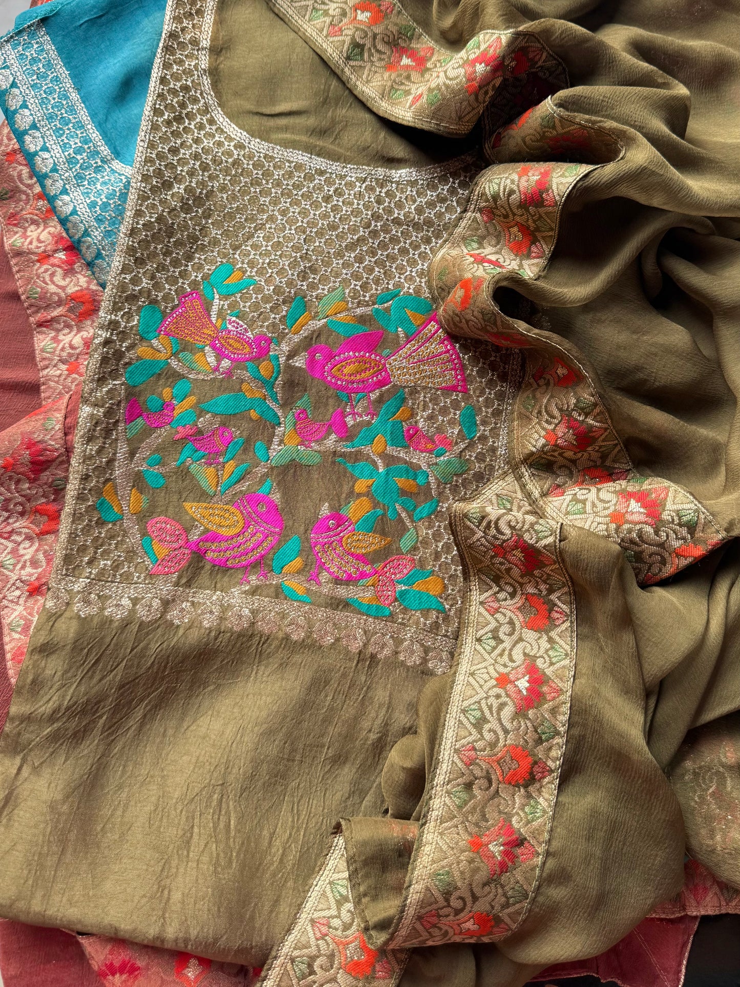 Meenakari Benarsi birds suit