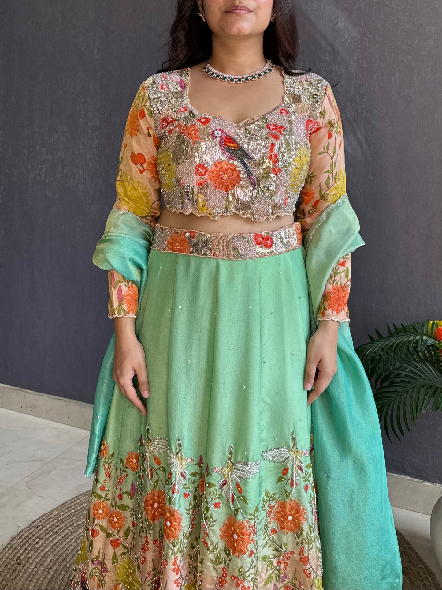 Handwork birds ombré Lehenga set
