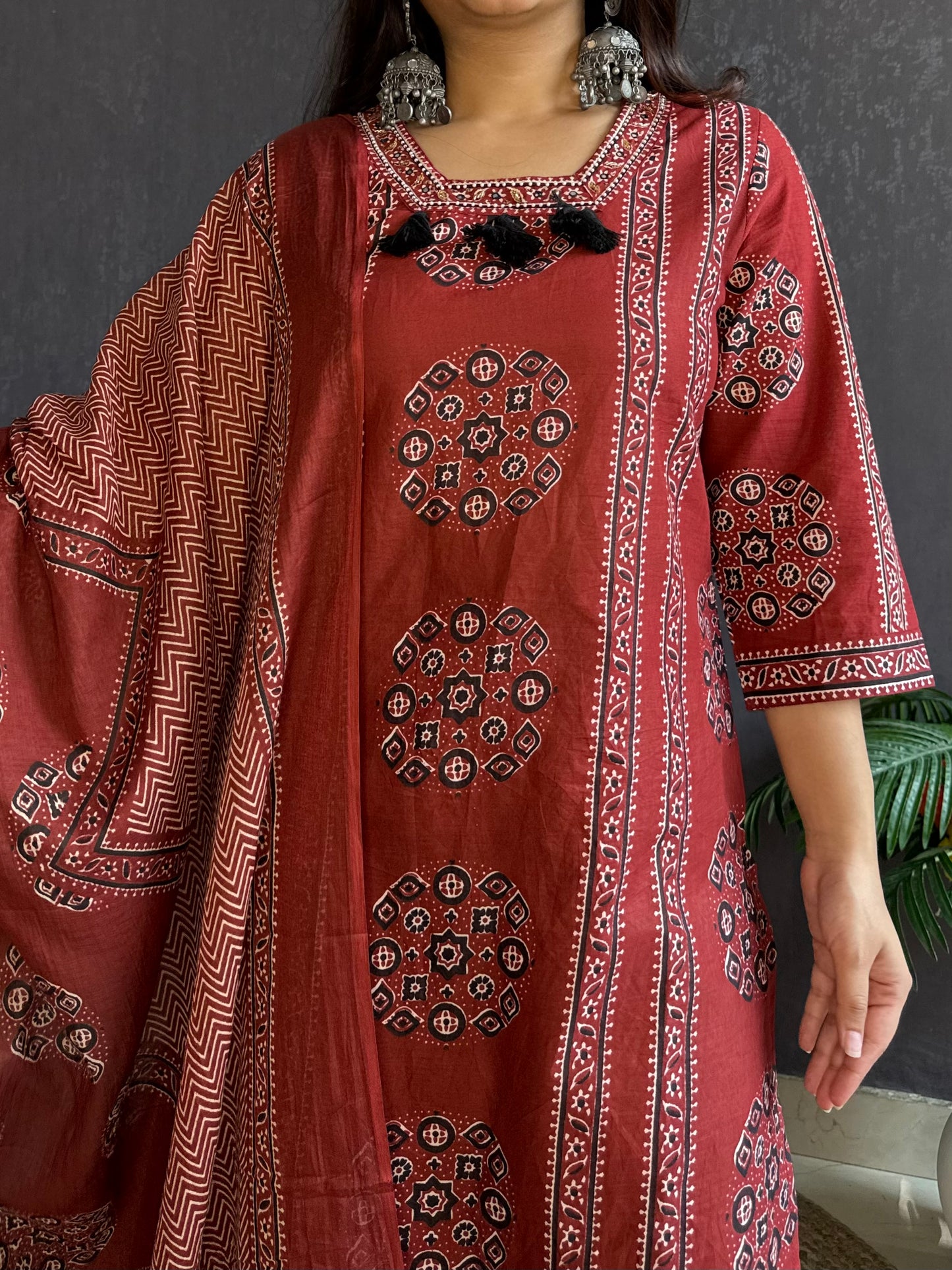 Pure cotton ajrakh print suit set