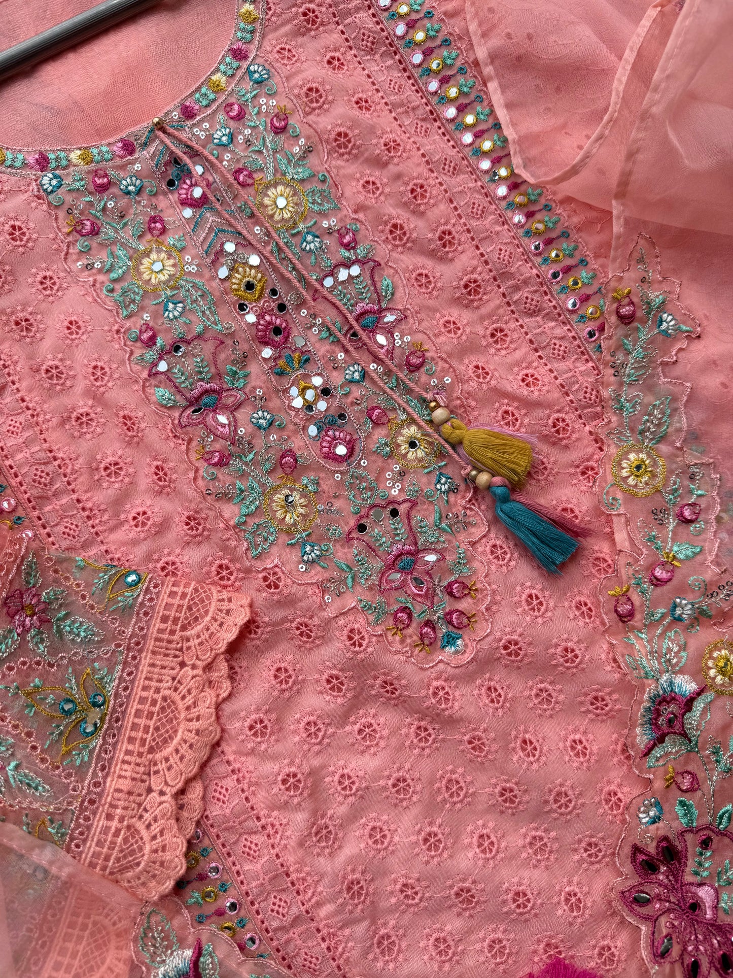Cotton schiffili designer suit