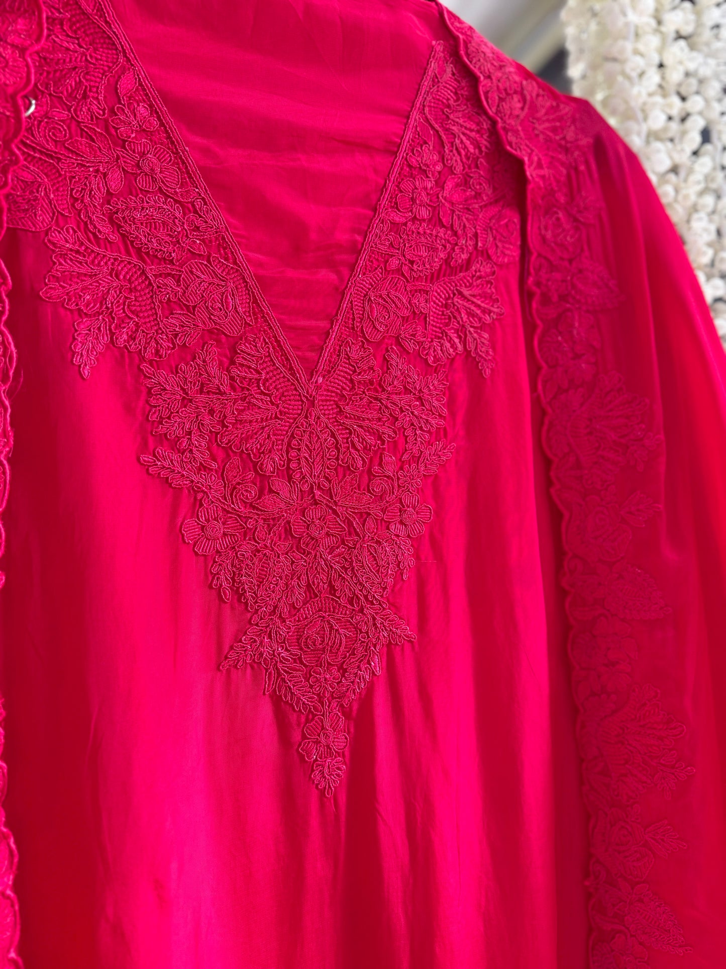 Luxurious aari work organza suit